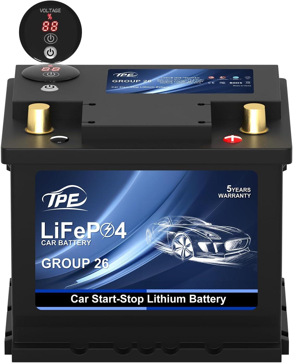 Car Start Stop System BCI Group26 Lifepo4 Lithium-Ion Battery 12.8V 600A Lightwe