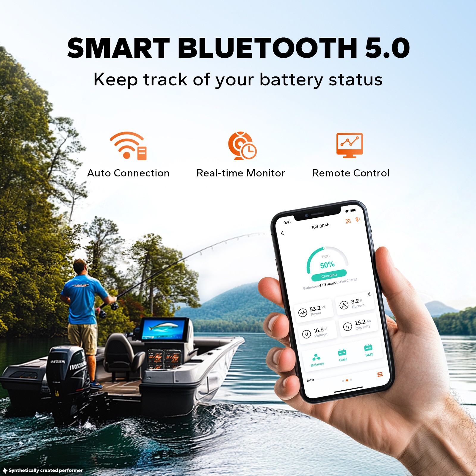 LiTime 16V 30Ah Bluetooth LiFePO4 Lithium Battery For Fish Finder-refurbished