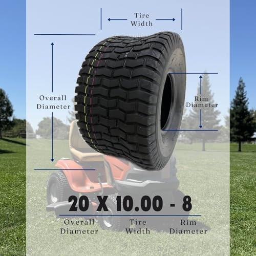 20×10-8 (2-Pack) Lawn Mower Turf Tires, V2 Tread Pattern, 4-Ply 20X10-8