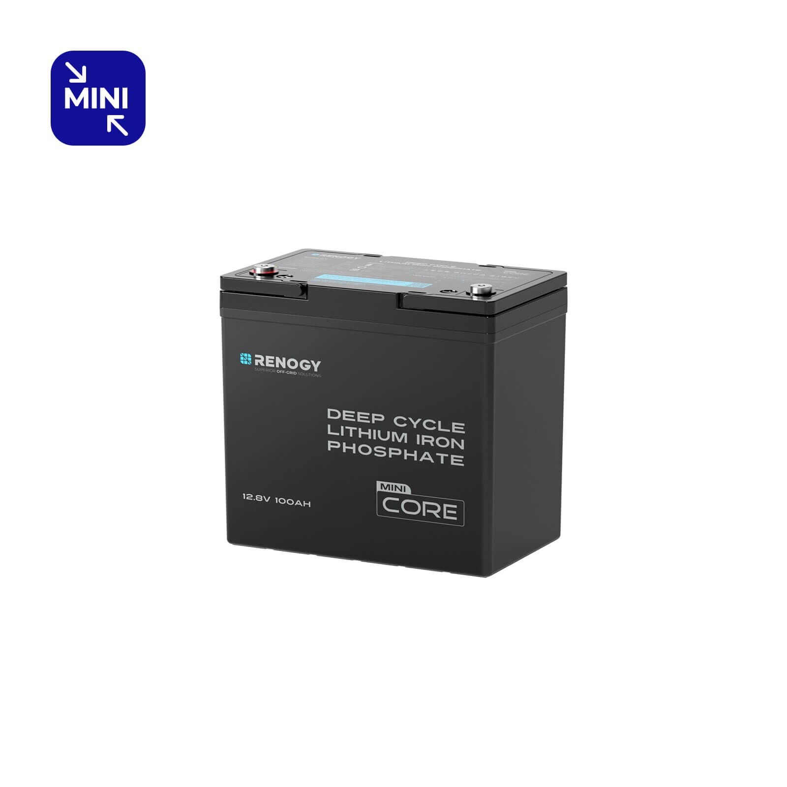 Renogy 12V 100Ah Core Mini Deep Cycle LiFePO4 Lithium Battery Backup Power IP65