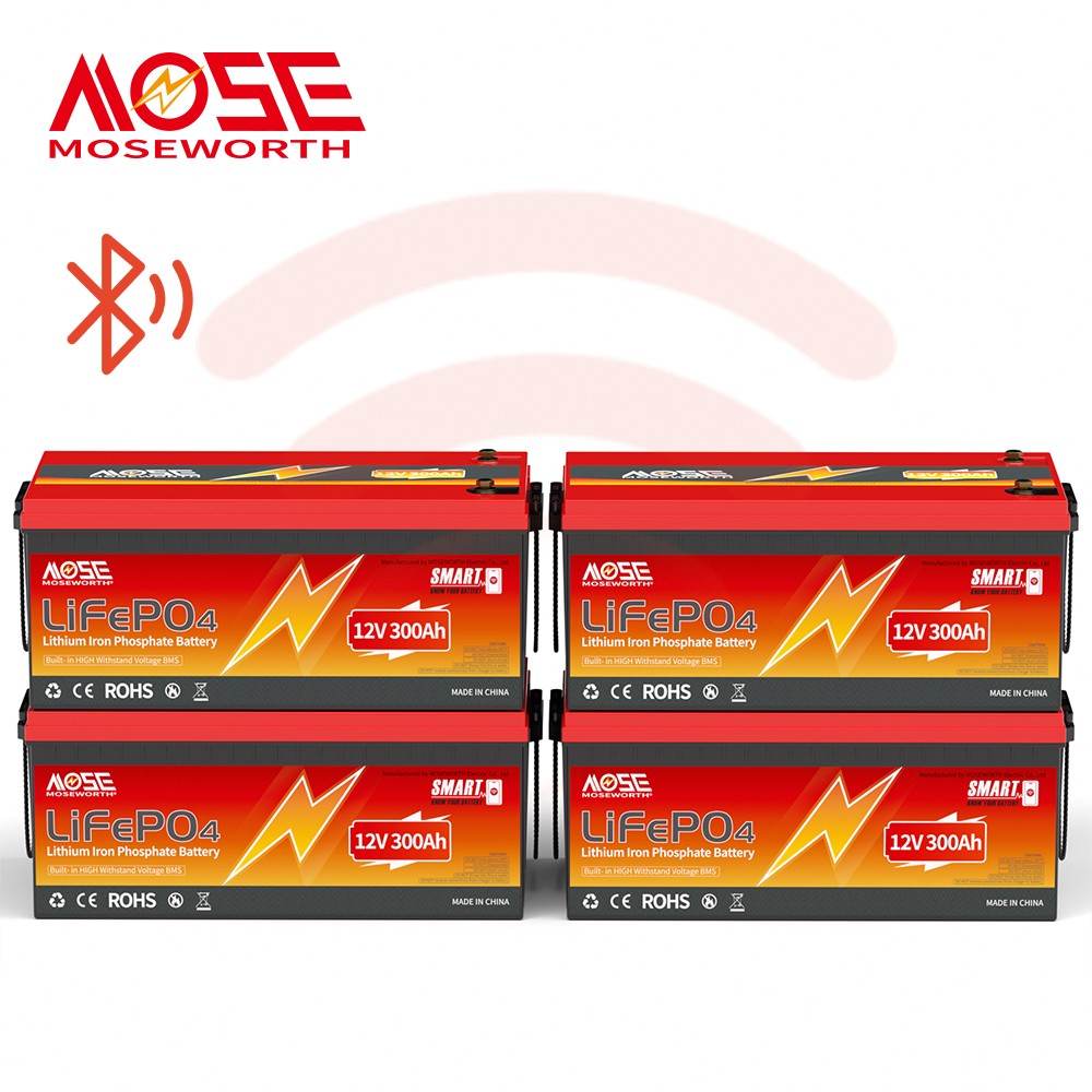 12V 300Ah Bluetooth LiFePO4 Lithium Battery 200A BMS Deep Cycle RV Marine Solar