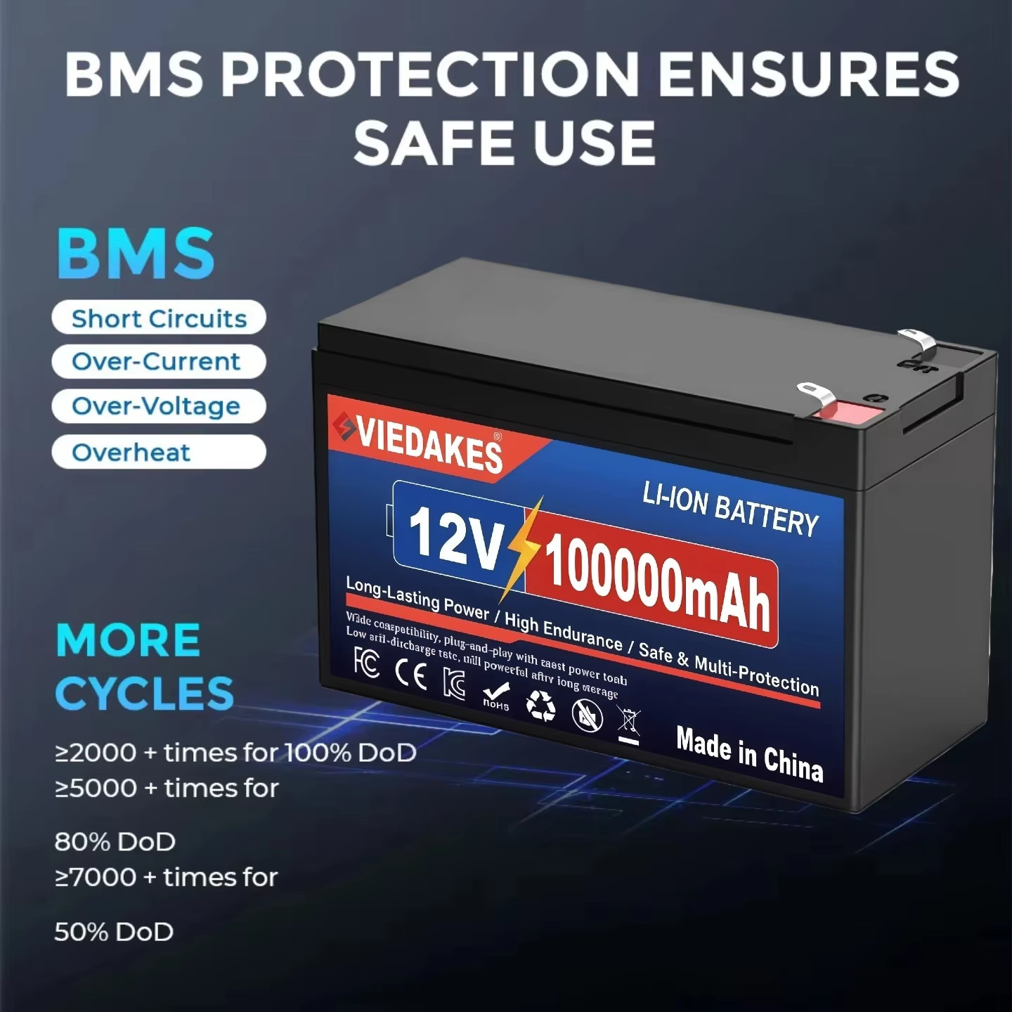 12v lifepo4 battery 100Ah Rechargeable Deep Cycle Battery – Ideal for Marine RV