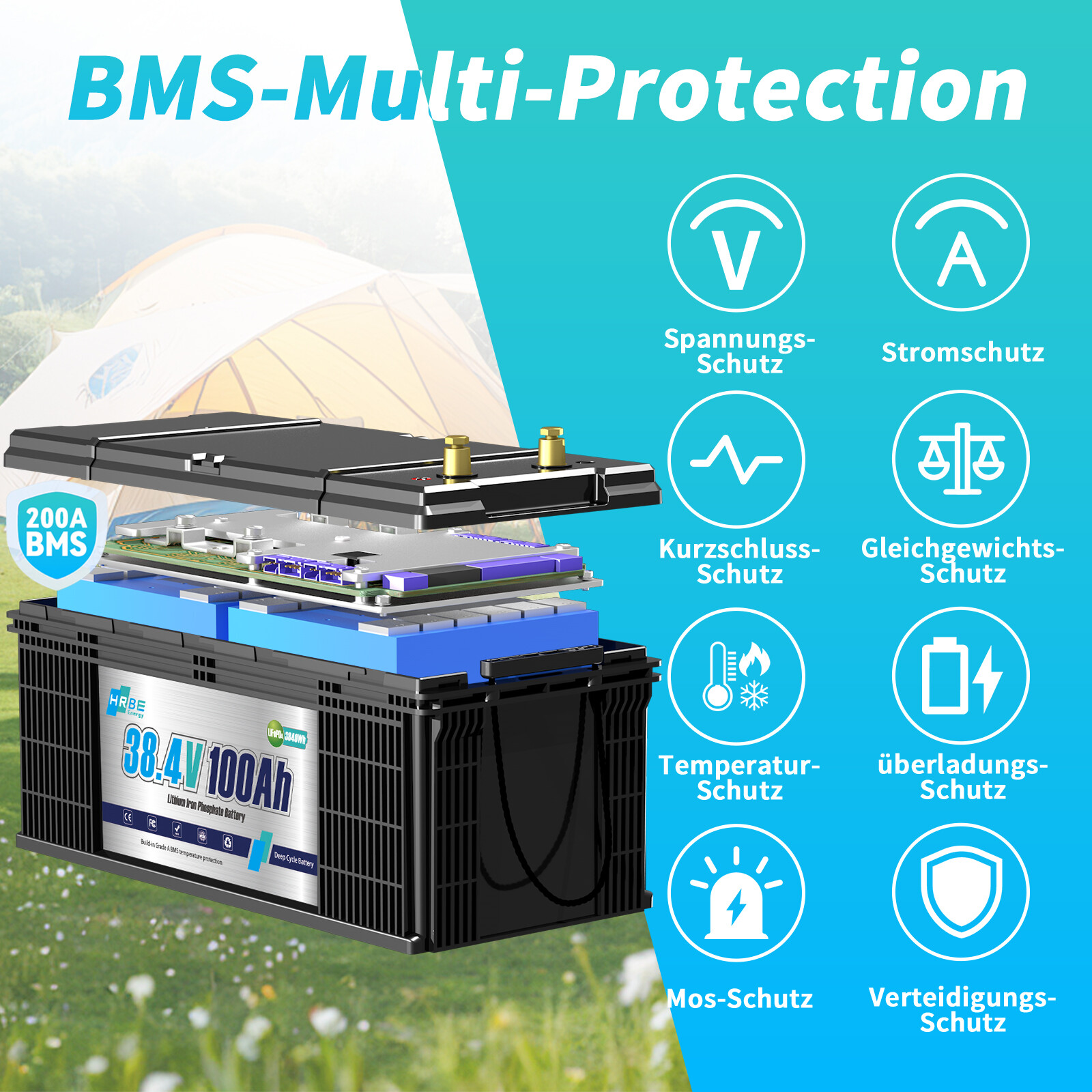 12V 24V 36V 48V 100Ah 200Ah 400Ah Lithium LiFePO4 Battery 200A BMS 10000+Cycles