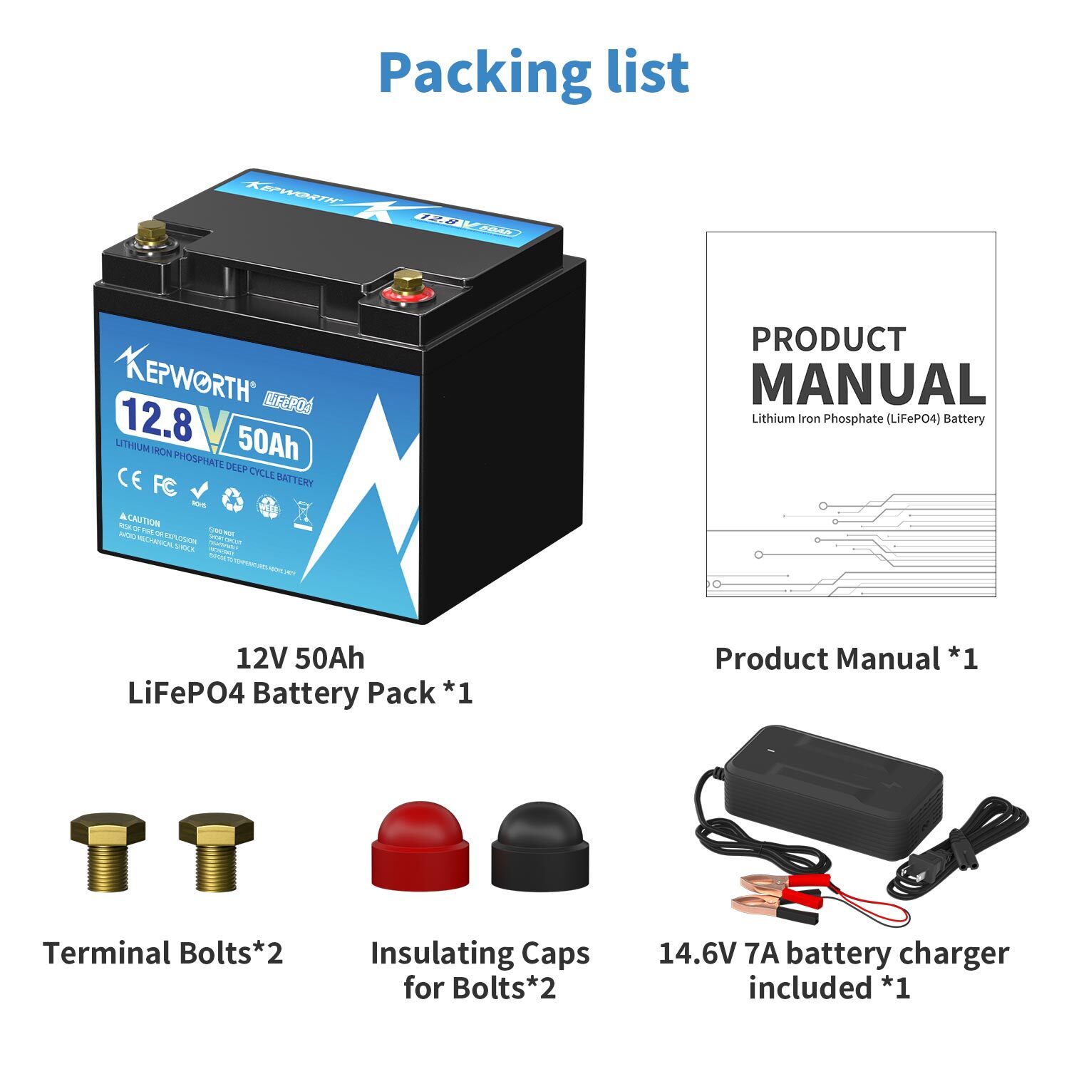 12V 50Ah Lithium LiFePO4 RV Battery 15000+ Deep Cycle Camper Van Travel Trailer