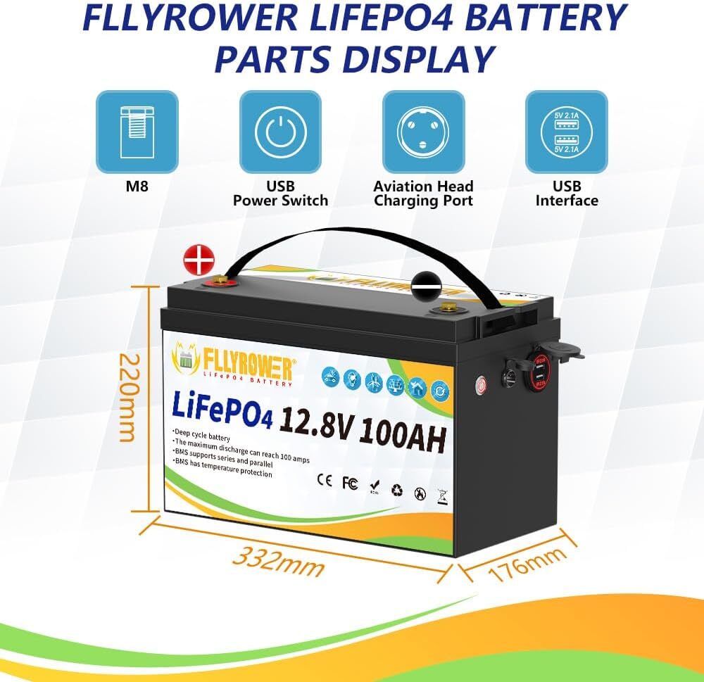 LiFePO4 Lithium Battery 12V 100Ah 200Ah 400Ah Deep Cycle for Solar Off-grid