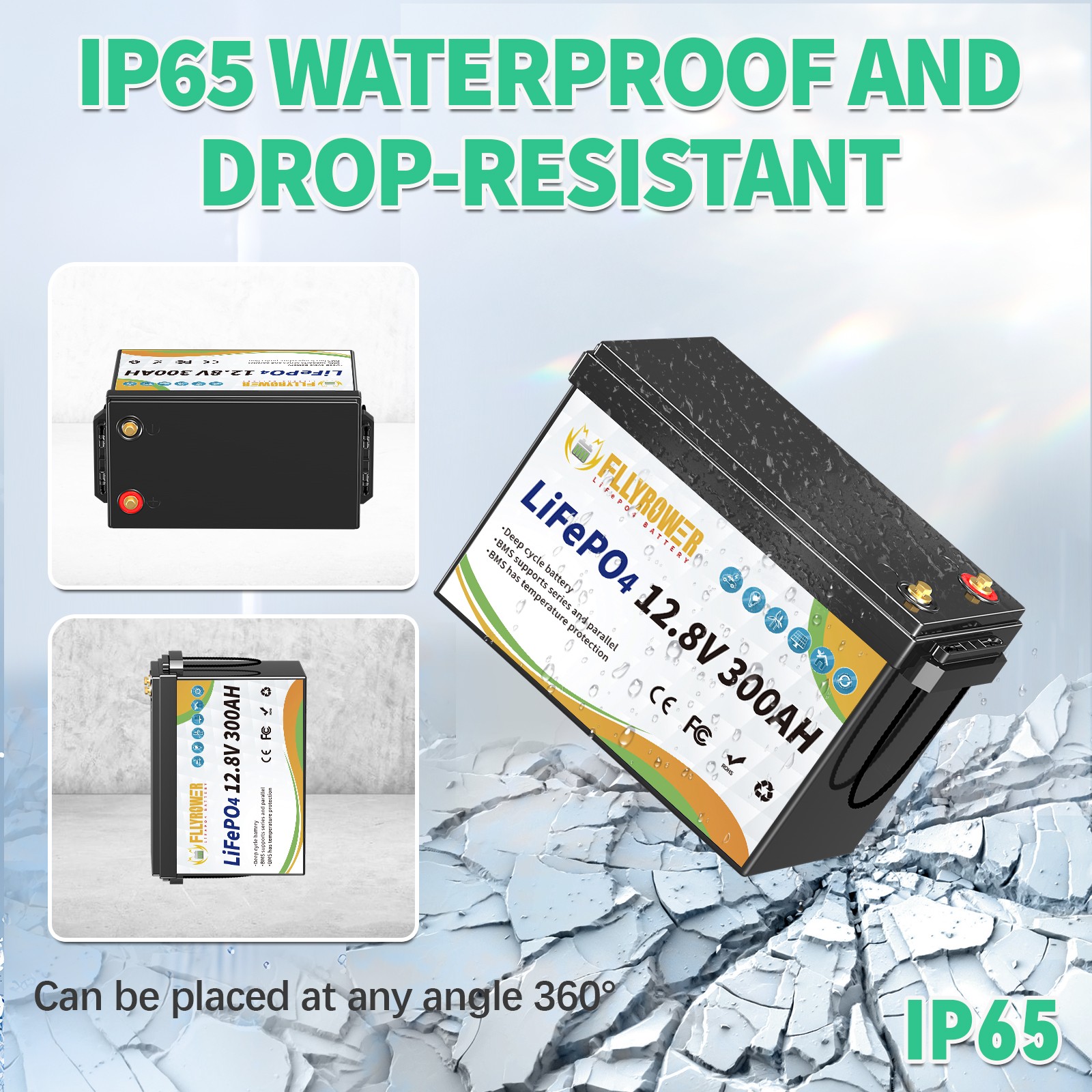 16PC 12V 300Ah LiFePO4 Battery Deep Cycle Lithium Battery 200A BMS RV Solar Boat