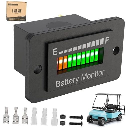 12V-72V Battery Monitor for Golf Cart, LED Battery Level Indicator Meter Black