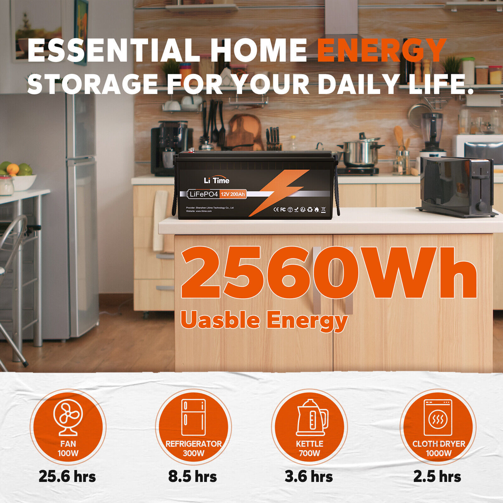 LiTime 12V 200Ah 300Ah 400Ah LiFePO4 Lithium Battery BMS for Solar RV Off-Grid
