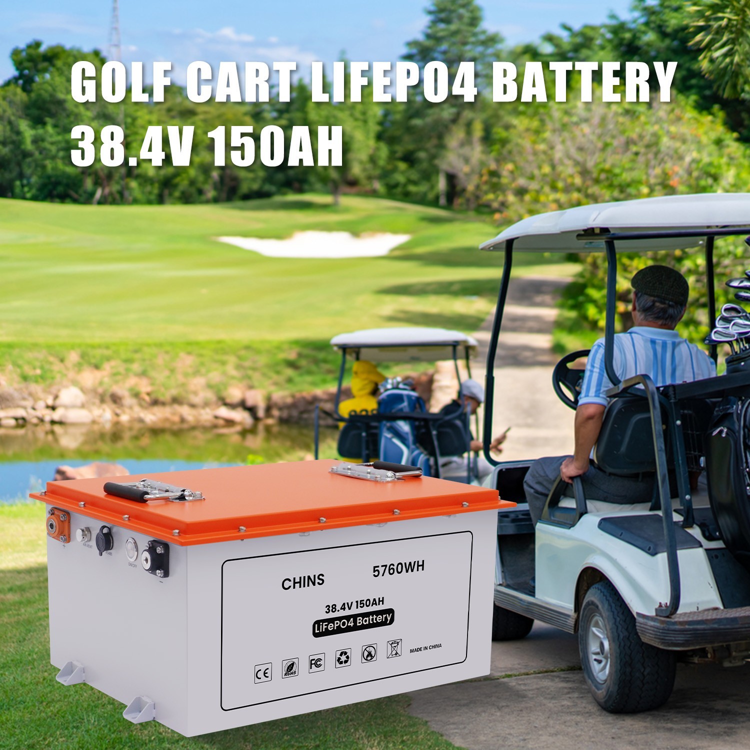 CHINS 36V 150Ah LiFePO4 Battery, 200A BMS,for Golf Car, Trolling Motor etc(Used)