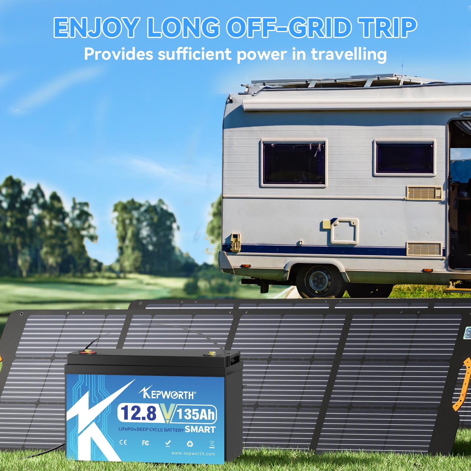 12V 135Ah Lithium LiFePO4 Battery Bluetooth BMS Smart for RV Solar Boat Off-grid