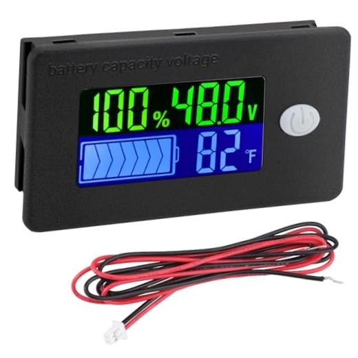 48v Golf Cart Battery Meter – LCD Display Lithium Battery Monitor 10 48V Black
