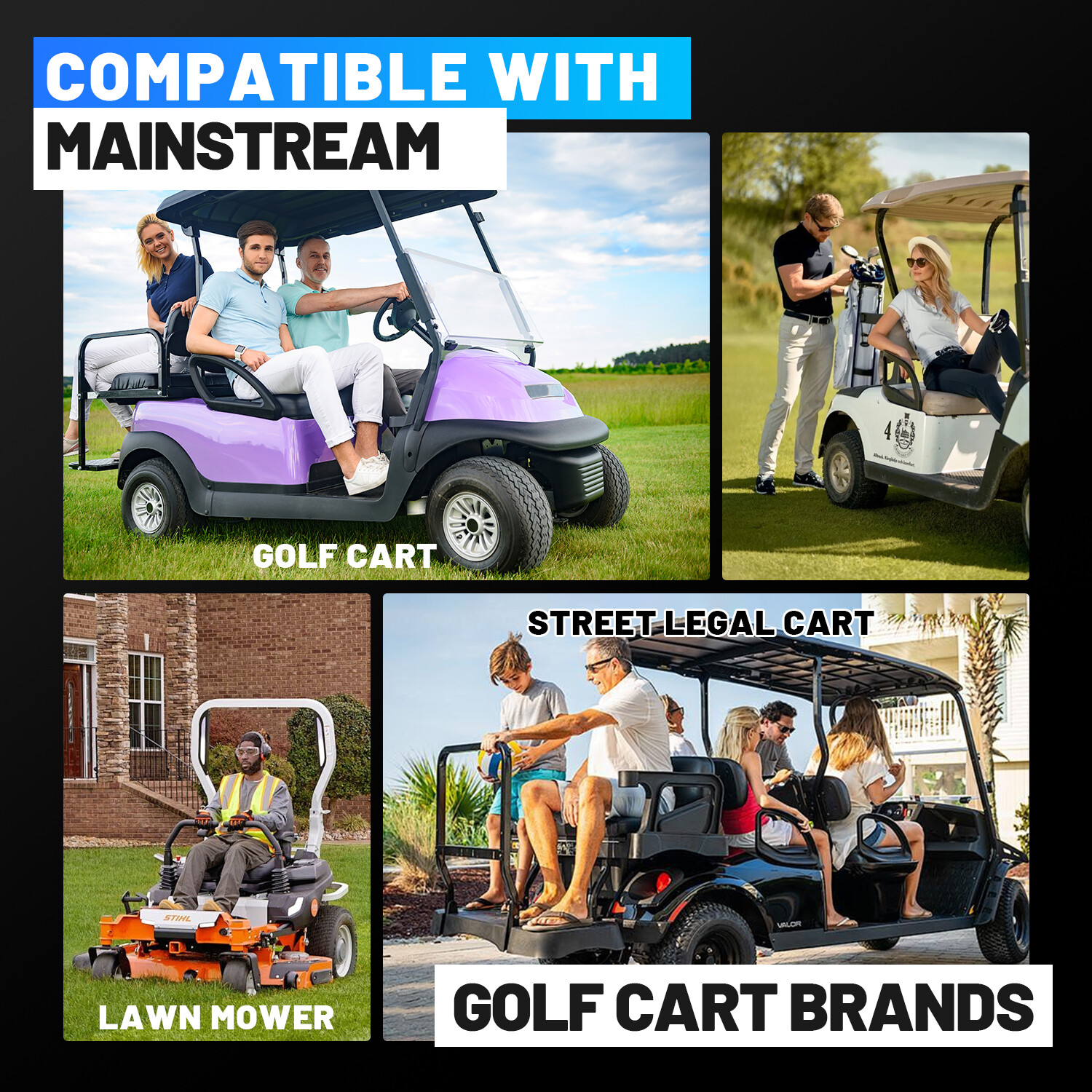 48V 105Ah Battery LiFePO4 Lithium Golf Cart 200A BMS 15000+Cycles +Monit+Charger