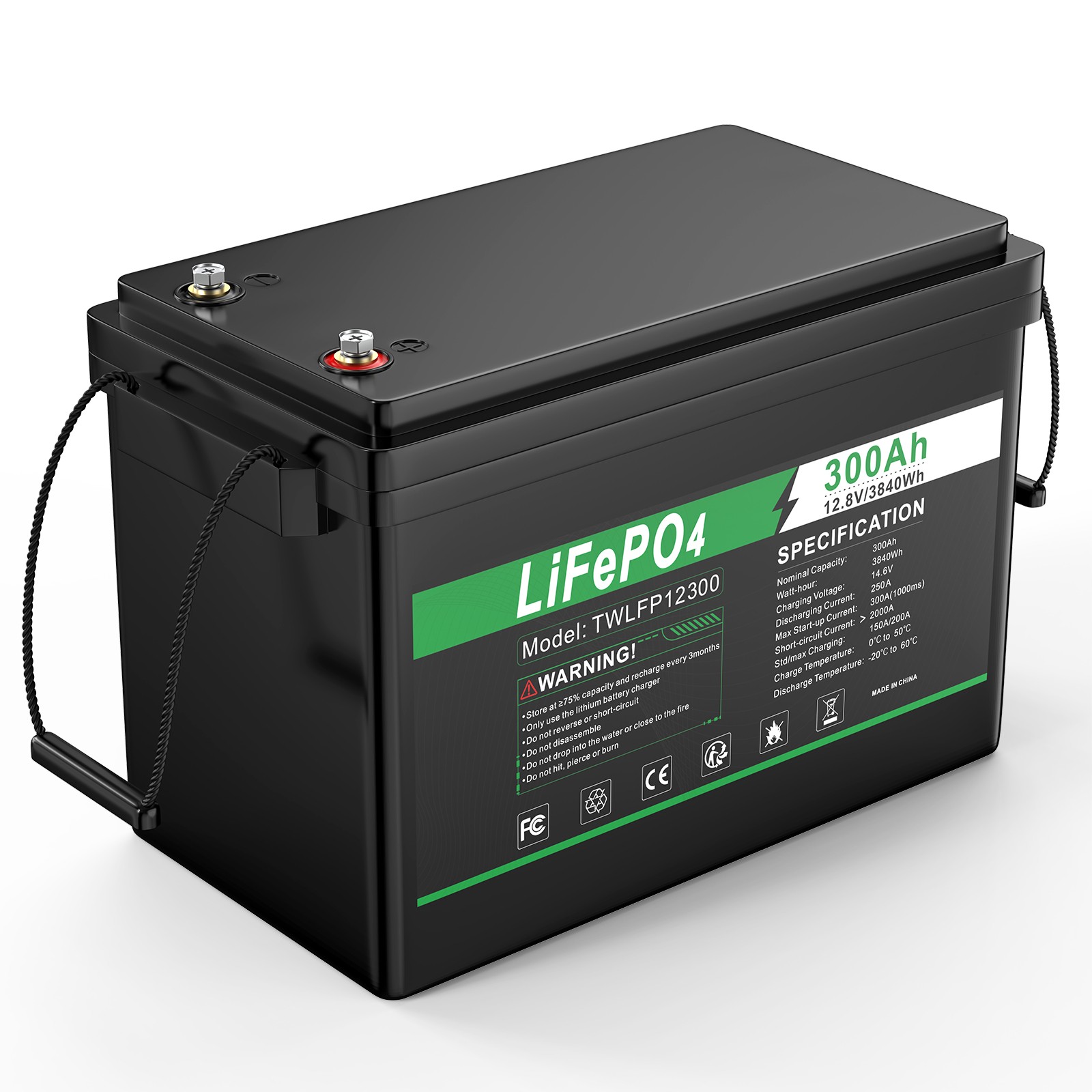12V 300Ah LiFePO4 Lithium Battery BMS 3000+ Deep Cycles for RV Solar Marine