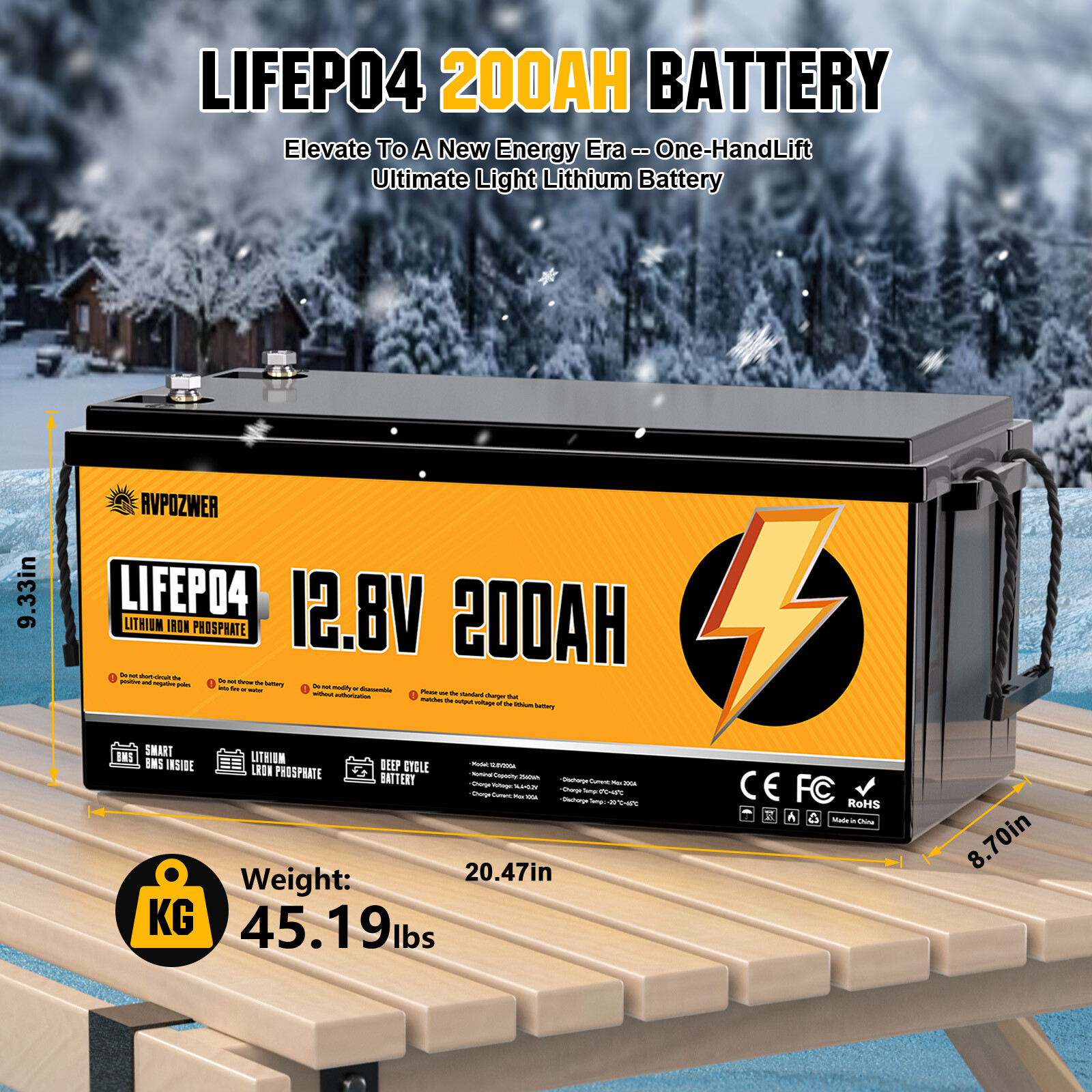 12V 100Ah 200Ah LiFePO4 Lithium Battery BMS Deep Cycle for RV Marine Off-grid