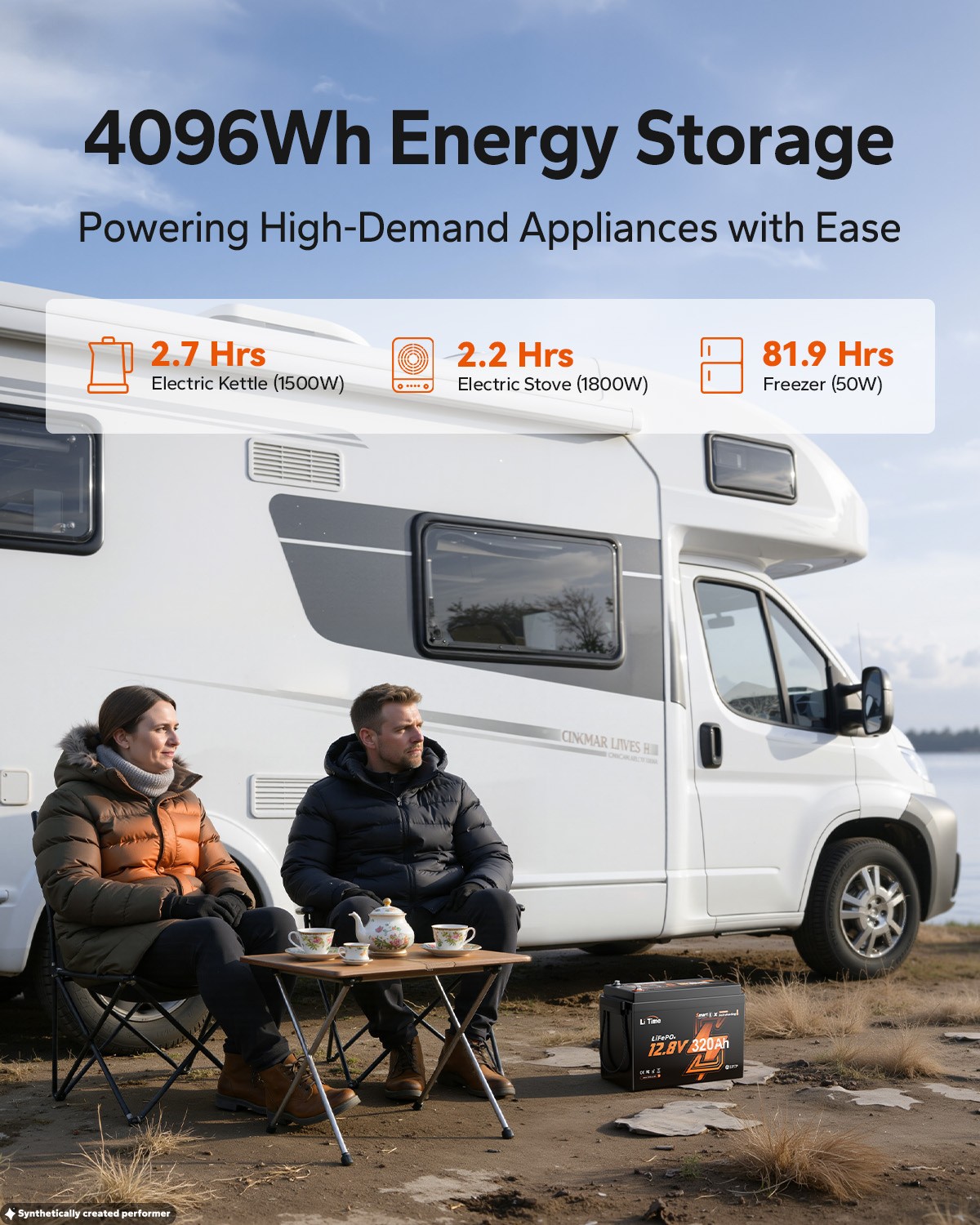 LiTime 12V 320Ah mini Self Heating Bluetooth Lithium Battery For RV Solar Camper