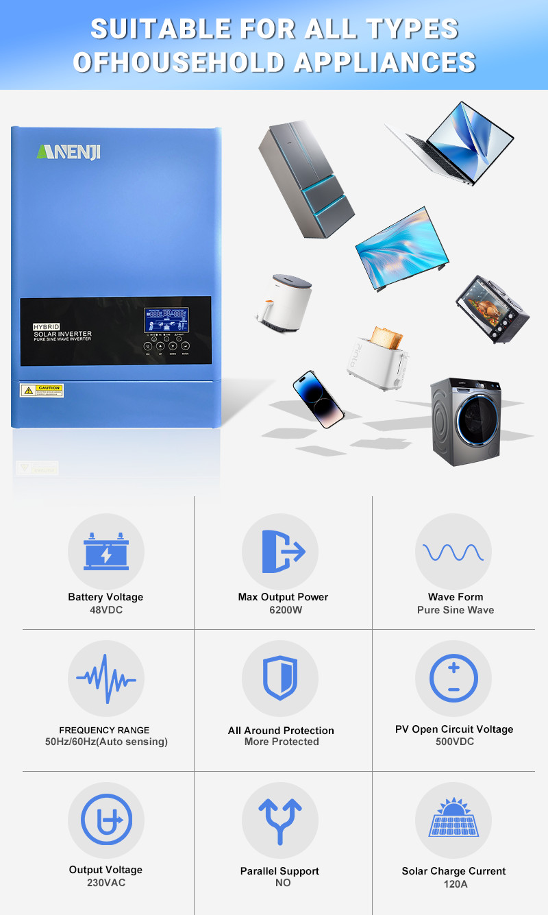 51.2V 314Ah LiFePO4 Lithium Battery 16KWh + 6.2KW 48V Solar Inverter 230Vac WIFI