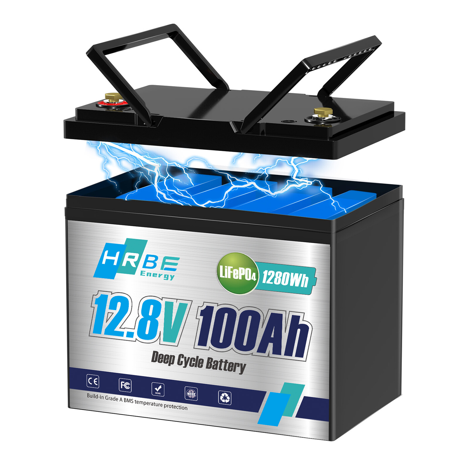 12V 24V 36V 48V 100Ah LiFePO4 Lithium Battery BMS 20000+ Cycles RV Solar Panel