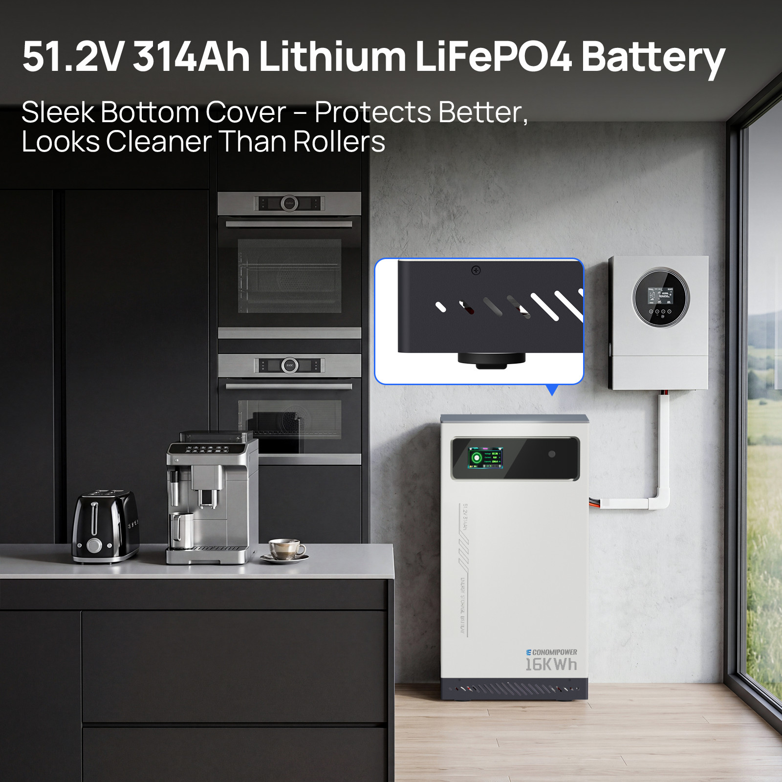 51.2V 314Ah LiFePO4 Battery 16kWh 200A BMS Deep Cycle Home Off-Grid Solar Backup