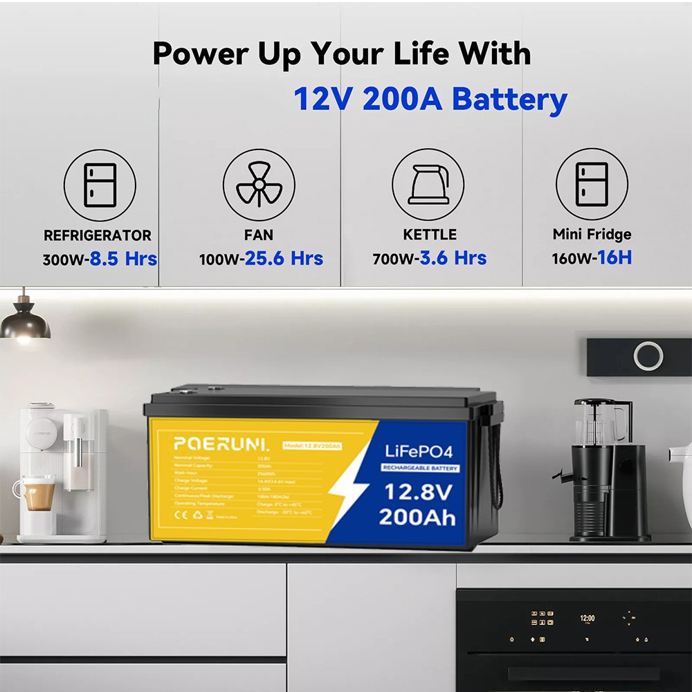 LiFePO4 Lithium Battery 12V 100Ah 200Ah BMS Deep Cycle for Solar Panel RV Campe