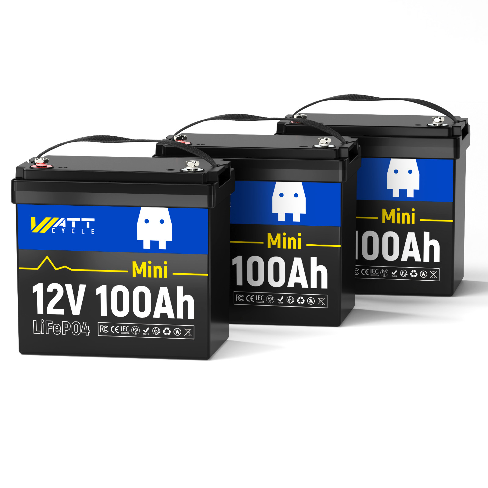 3Pack Wattcycle 12V 100Ah LiFePO4 Lithium Battery Yacht Trolling Motors Marine