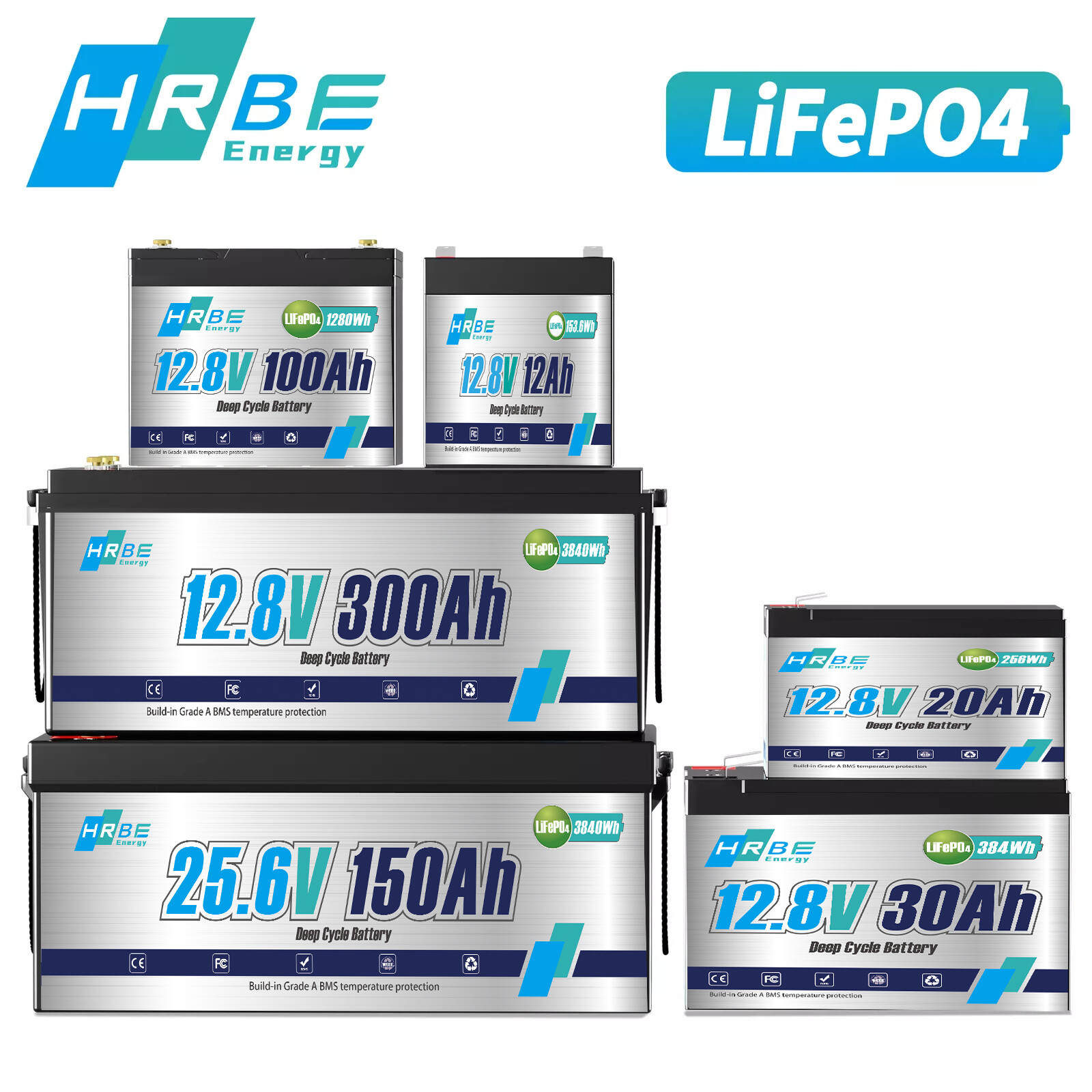 LiFePO4 Battery 12V/24V/36V/48V 100Ah 200Ah Lithium Deep Cycle BMS for RV Solar