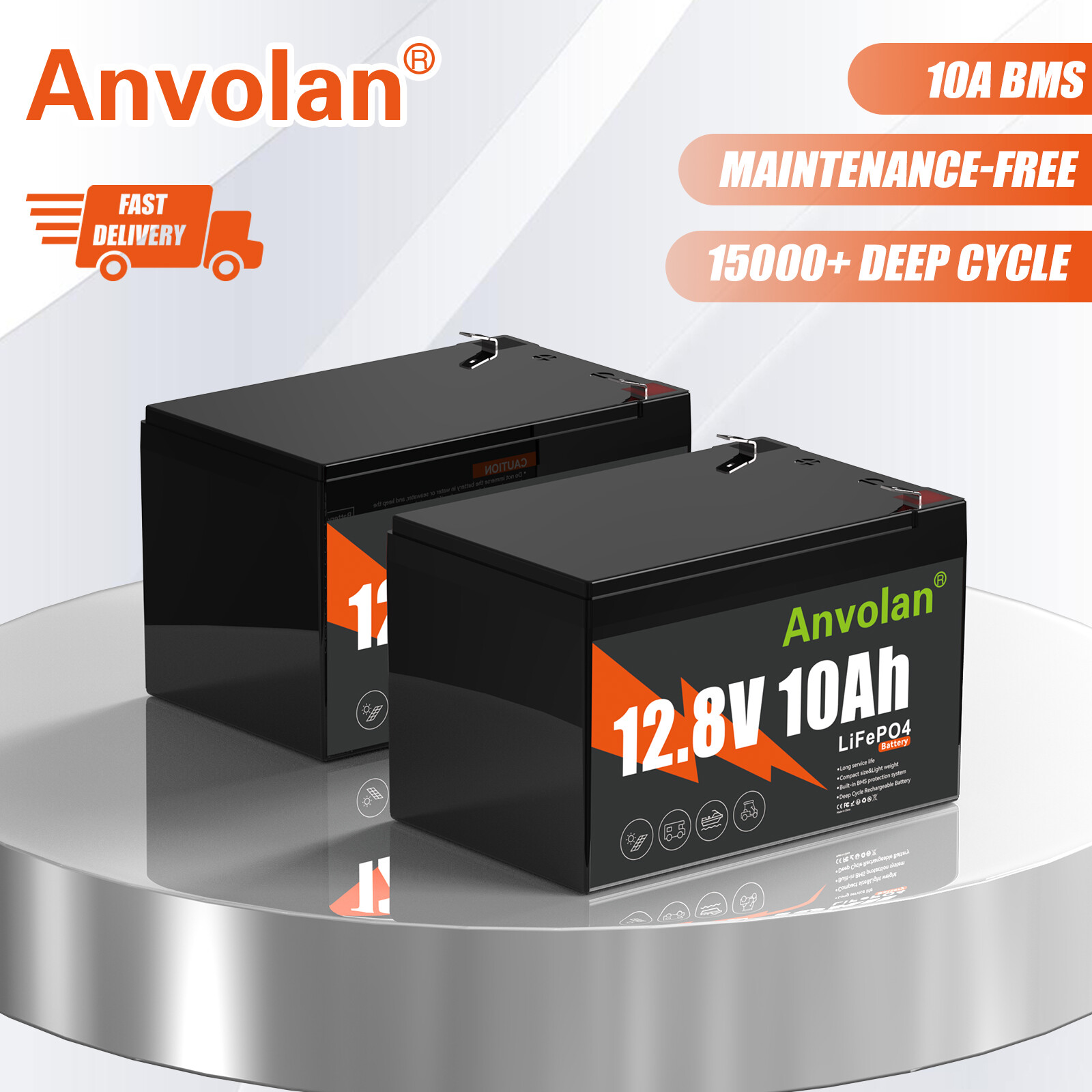 2Pack 12V 10Ah Lithium LiFePO4 Battery 10A BMS Low-Temp Protection
