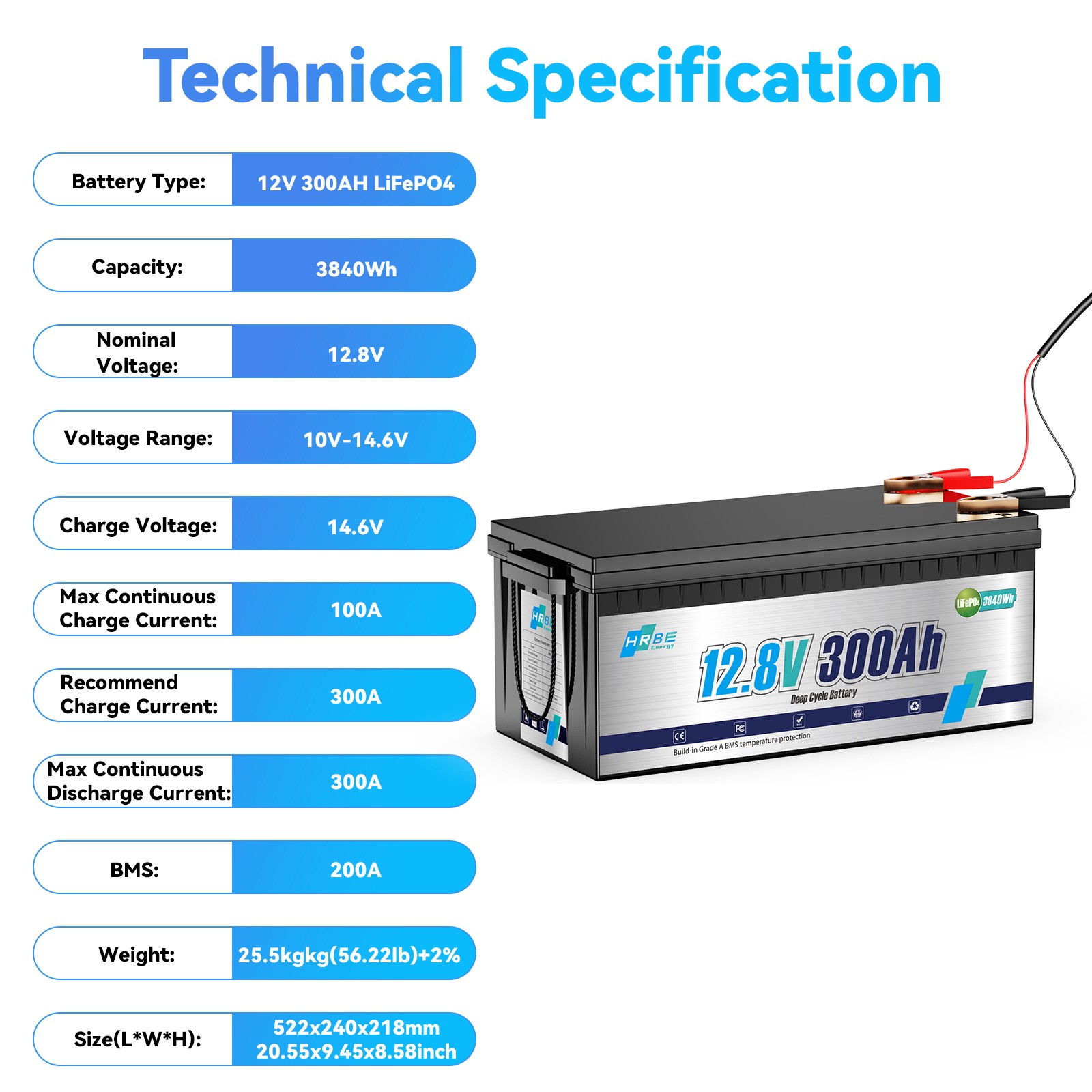 12V 300Ah LiFePO4 Lithium Battery 3840Wh 200A BMS F/ RV Marine Solar-refurbished