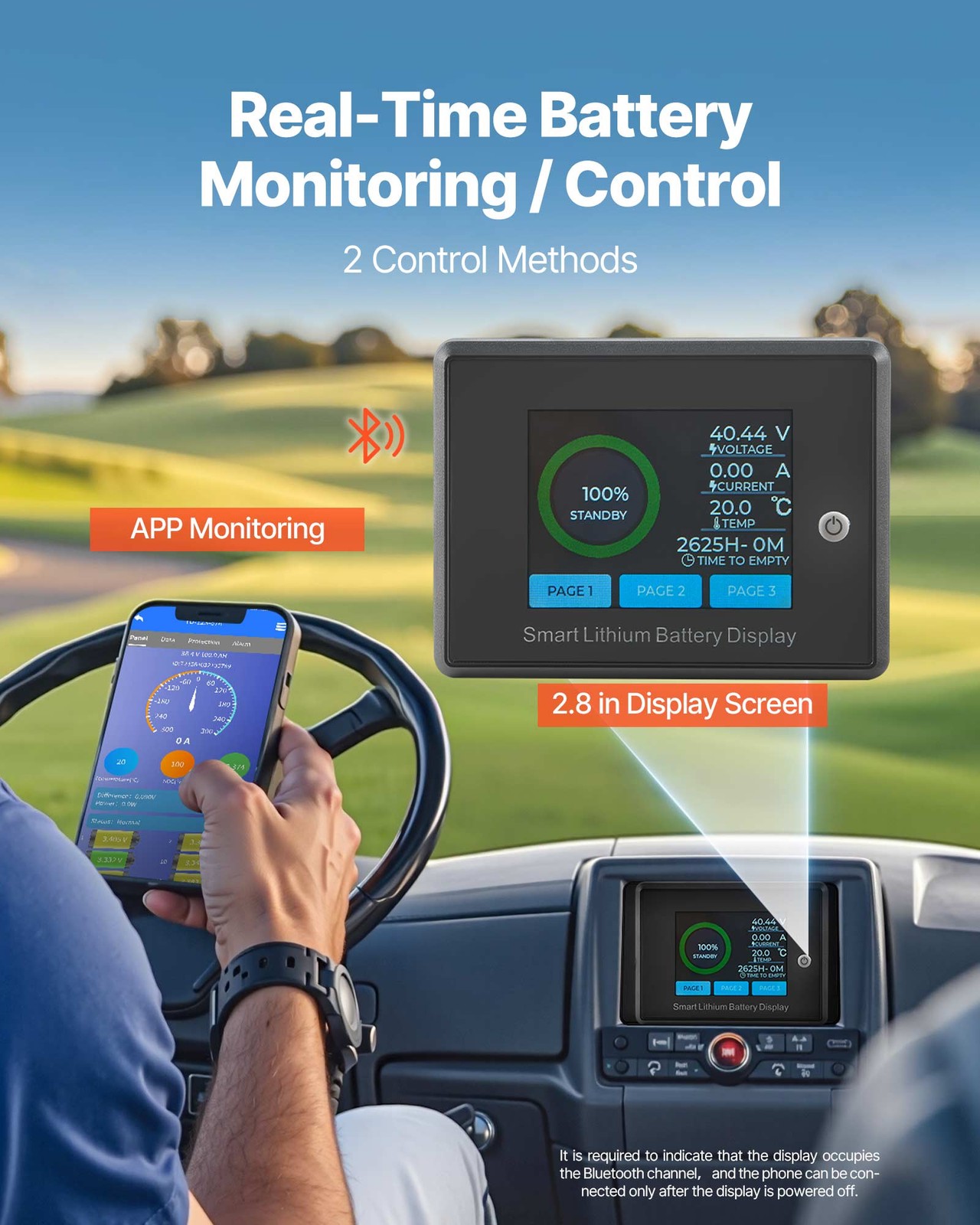VEVOR 36V 105Ah Golf Cart Lithium Battery with 20A Charger and Touch Monitor