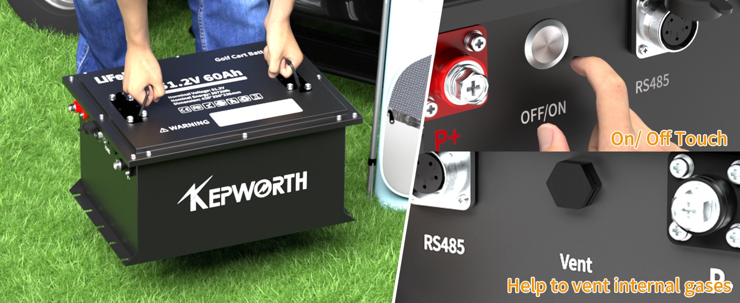 48V 60Ah LiFePO4 Bluetooth Lithium Battery Charger Golf Cart Sloar Van Off-Grid