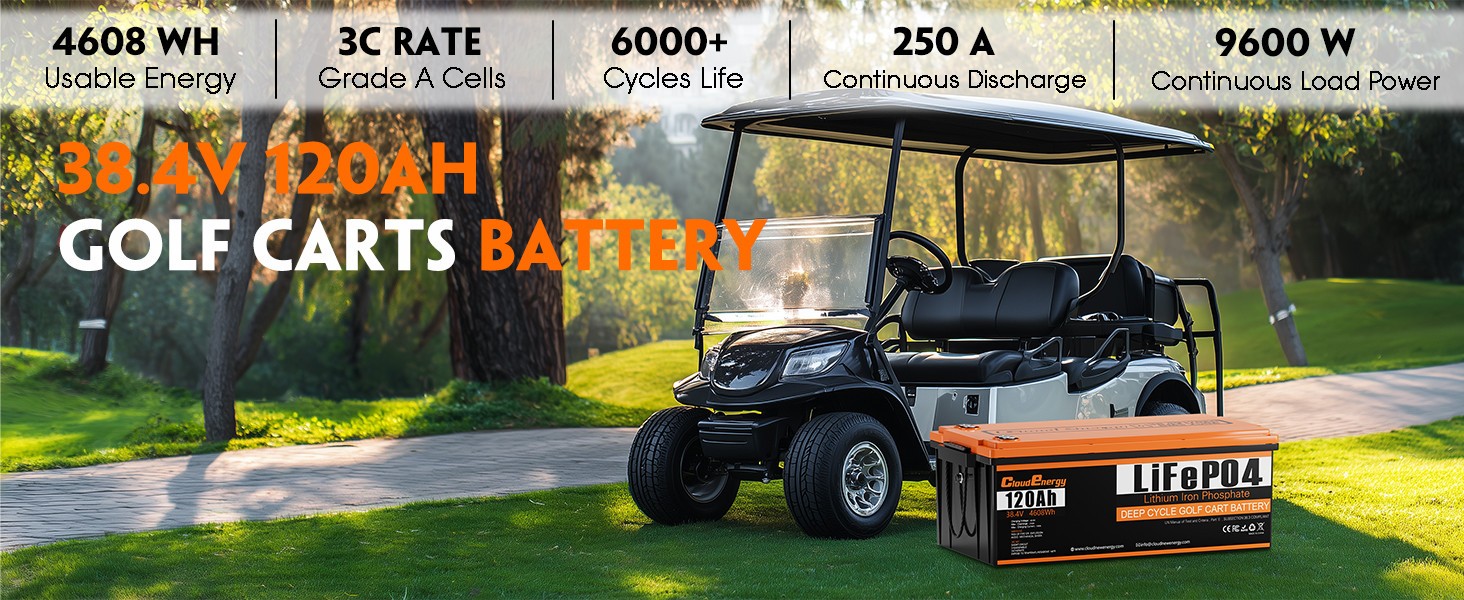 Cloudenergy 48V(51.2V) 105AH LiFePO4 Lithium Golf Cart Battery Built-in 250A BMS