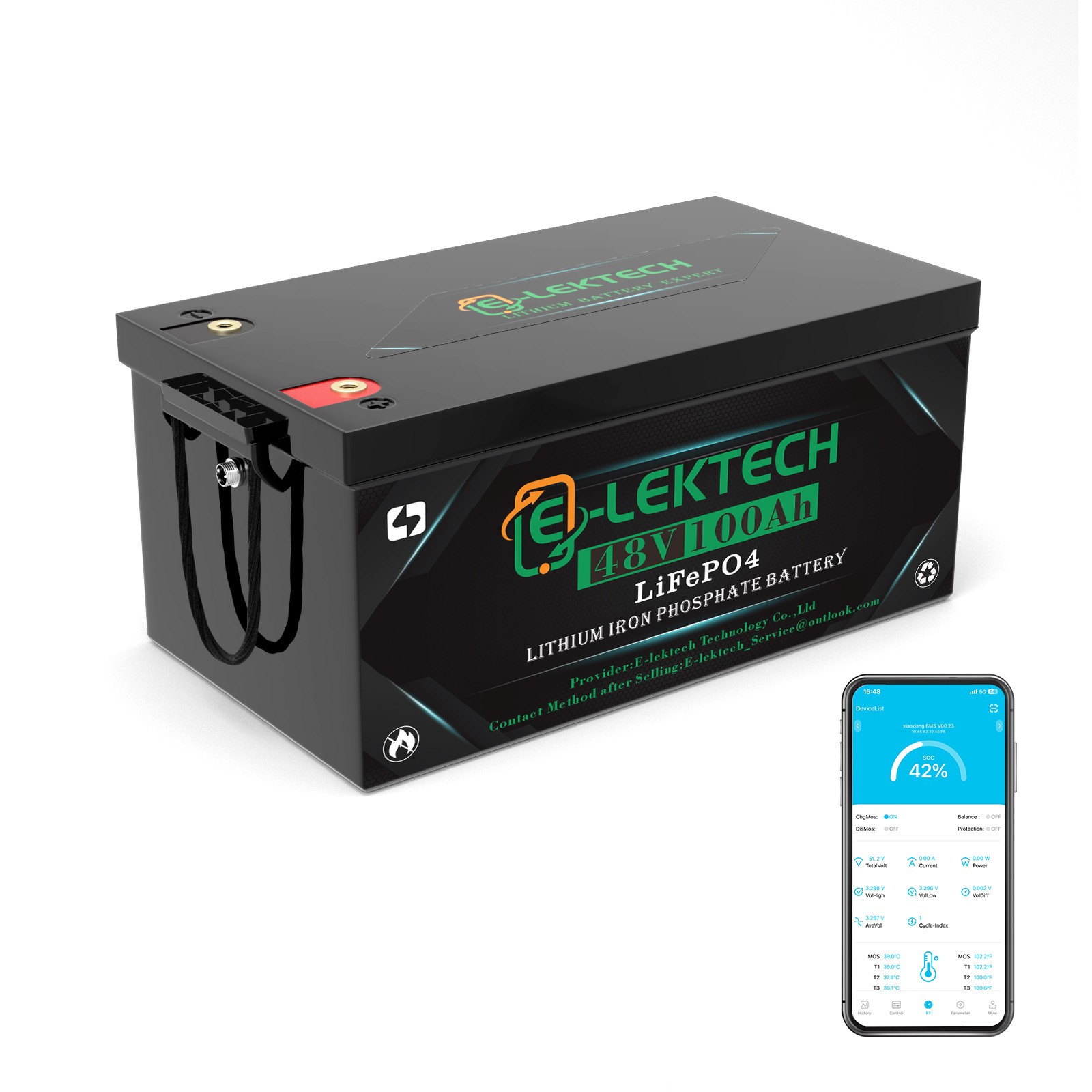 48V 100Ah LiFePO4 Lithium Battery Built in 200A BMS Deep Cycles For Golf Cart RV