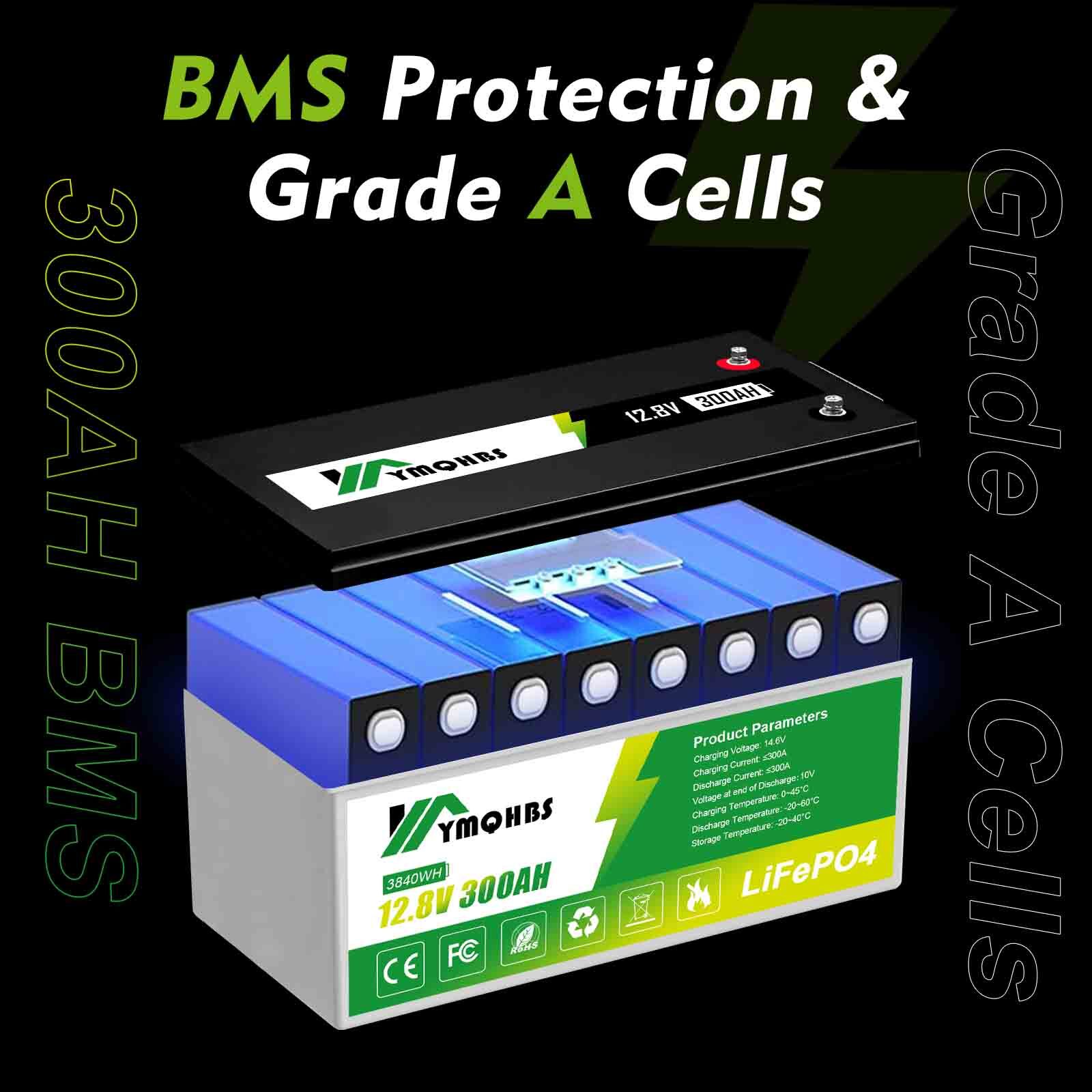 12V 100Ah 300Ah LiFePO4 Deep Cycles Lithium Battery for Solar RV Marine Off-grid