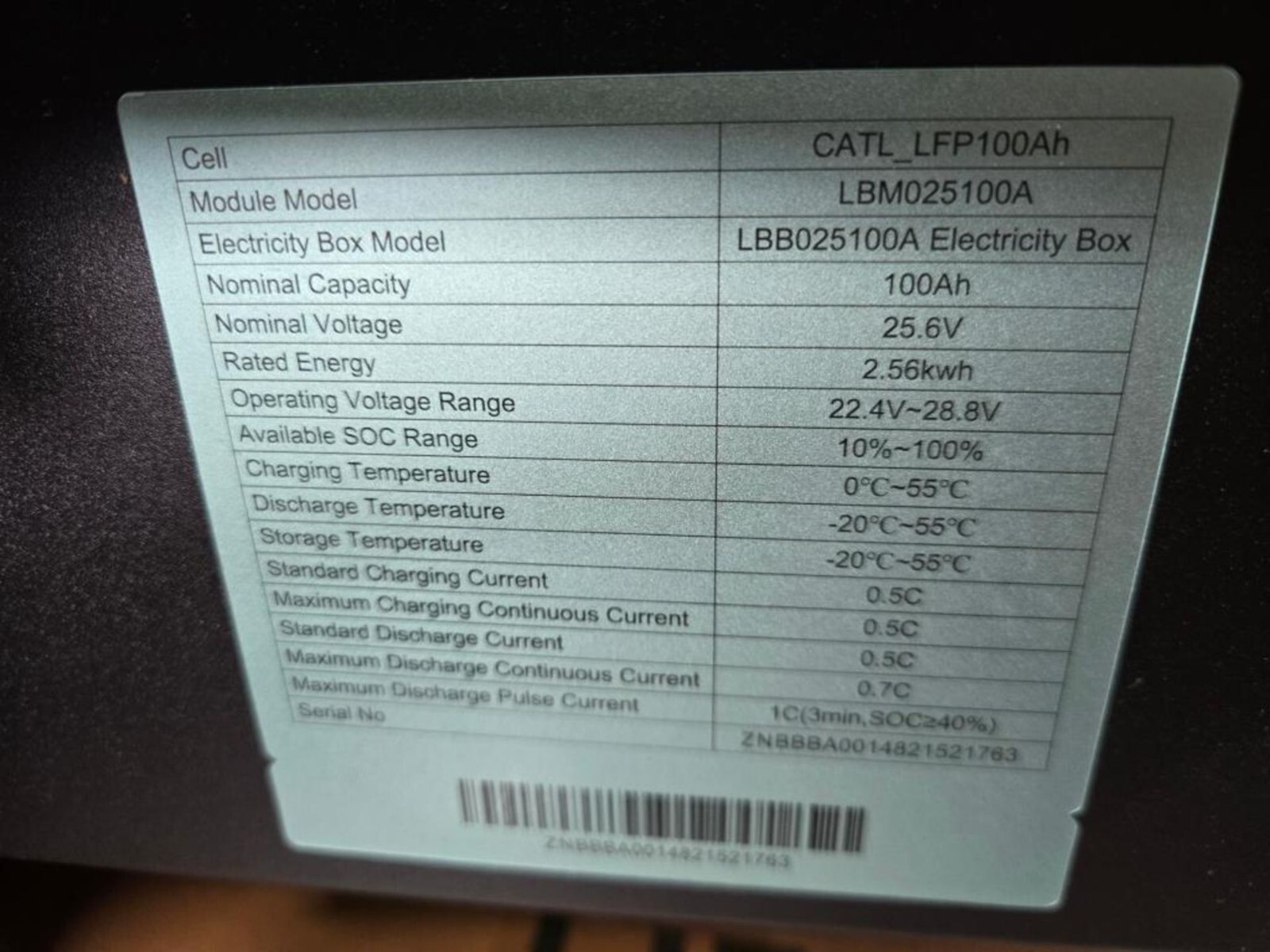 4 units Kohler CATL Battery 2.56kwh LFP Module LBB025100A = 10.24kw