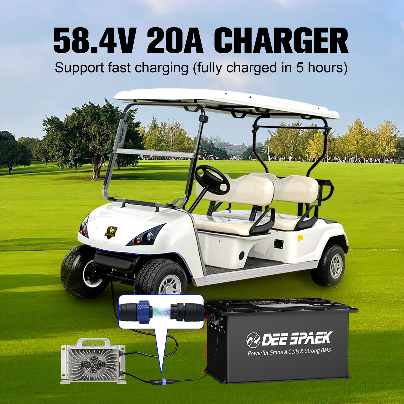 48V 105Ah Battery LiFePO4 Lithium Golf Cart 200A BMS 15000+Cycles +Monit+Charger