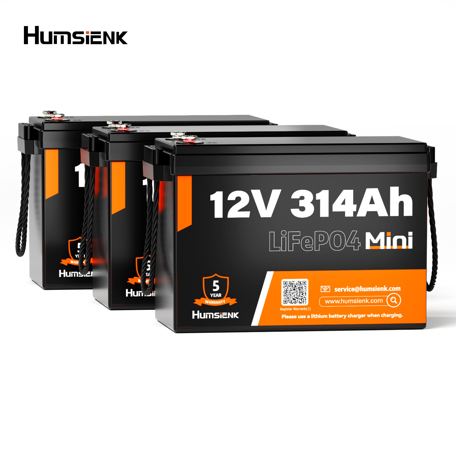 Humsienk 12V 314Ah Mini LiFePO4 Battery 200A BMS RV Solar Panel Off Grid