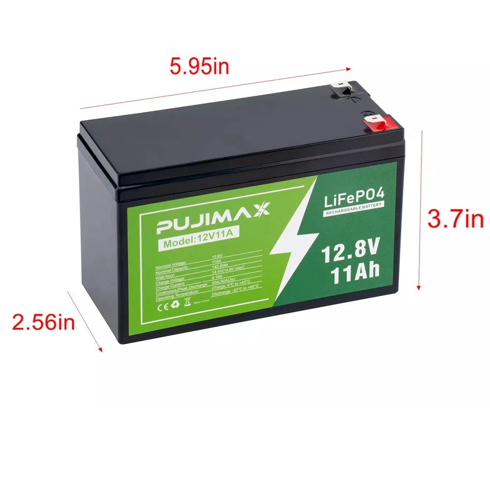 PUJIMAX 12V 9Ah LiFePO4 2000 + Cycles Deep Cycle Rechargeable Battery For Sola
