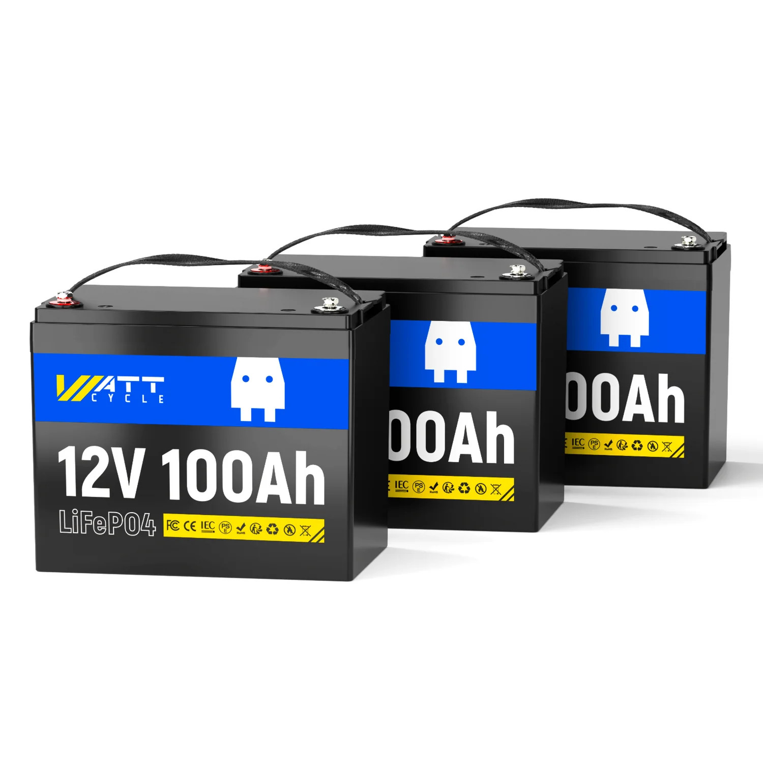 3Pack WattCycle 12V 100Ah LiFePO4 Lithium Battery Group 24 100A BMS RVs Marine