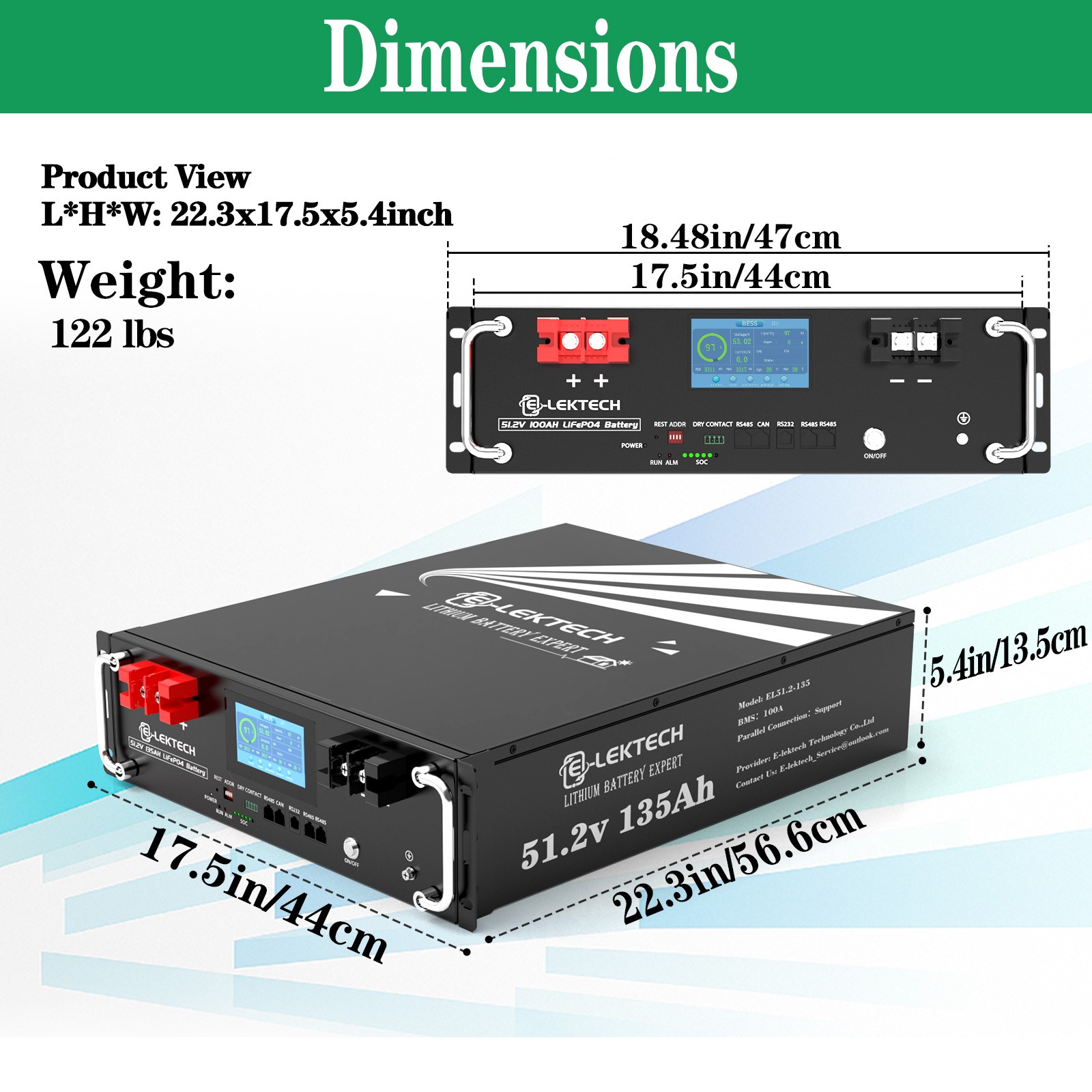 48V 135Ah 6912Wh 3U Server Rack Lithium LiFePO4 Battery RS232/RS485 Home Storage