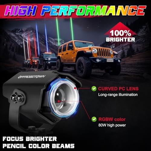 Whipless LED Whip Light with Switch & Remote LED Pods Chase Light Antenna RGBW