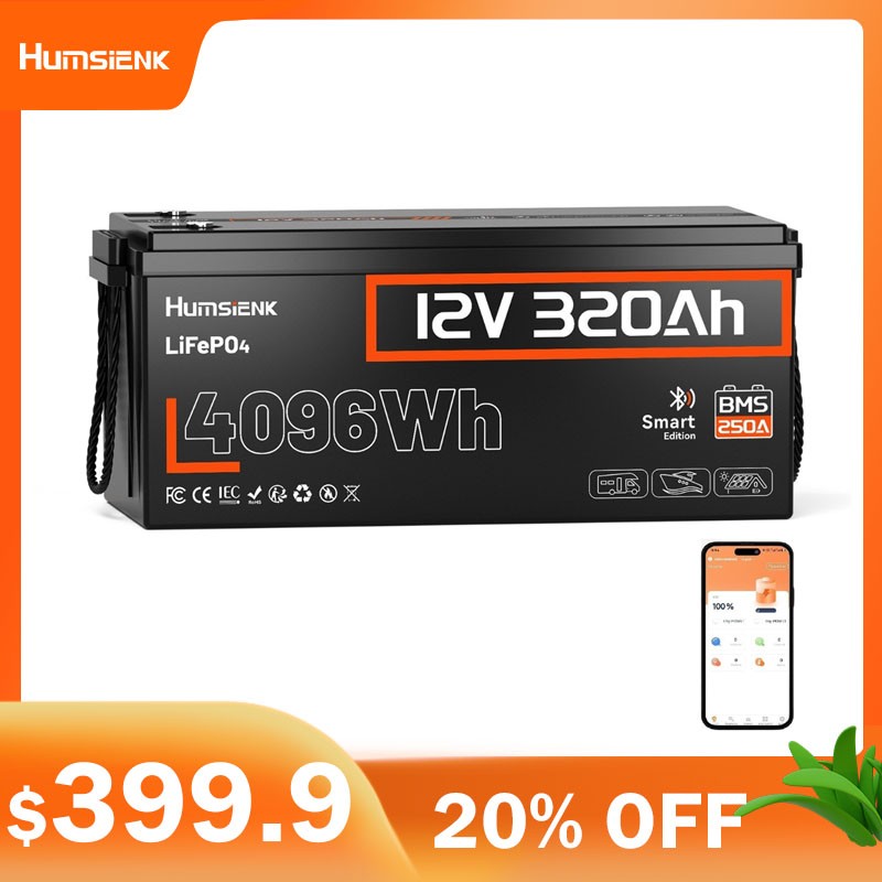 4.96KWh 12V 320Ah 300Ah LiFePO4 Battery 250A BMS RV Solar Boat Motors Off-Grid