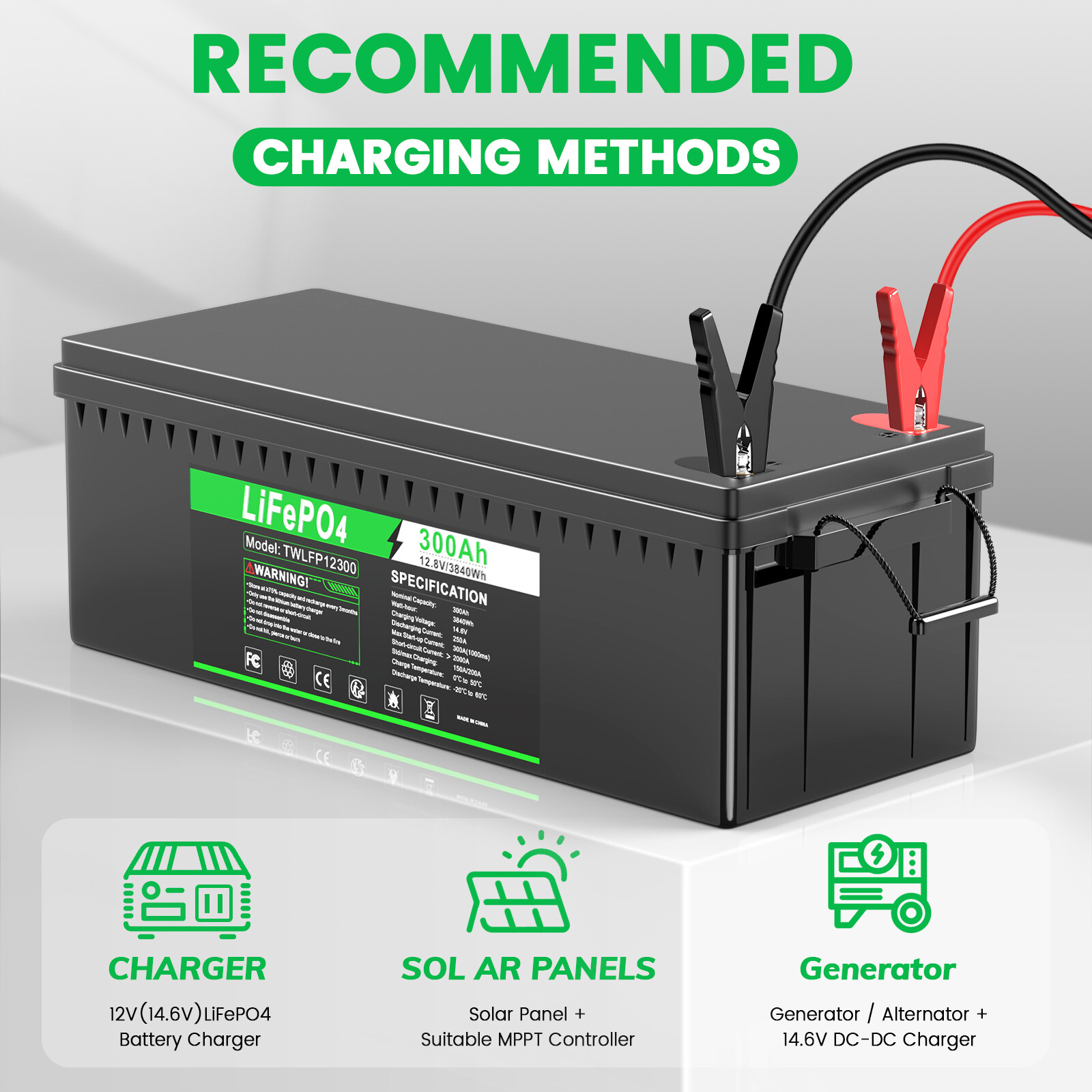 12V 24V 200Ah 300Ah LiFePO4 Lithium Battery BMS for RV Boat Solar Golf Cart NEW