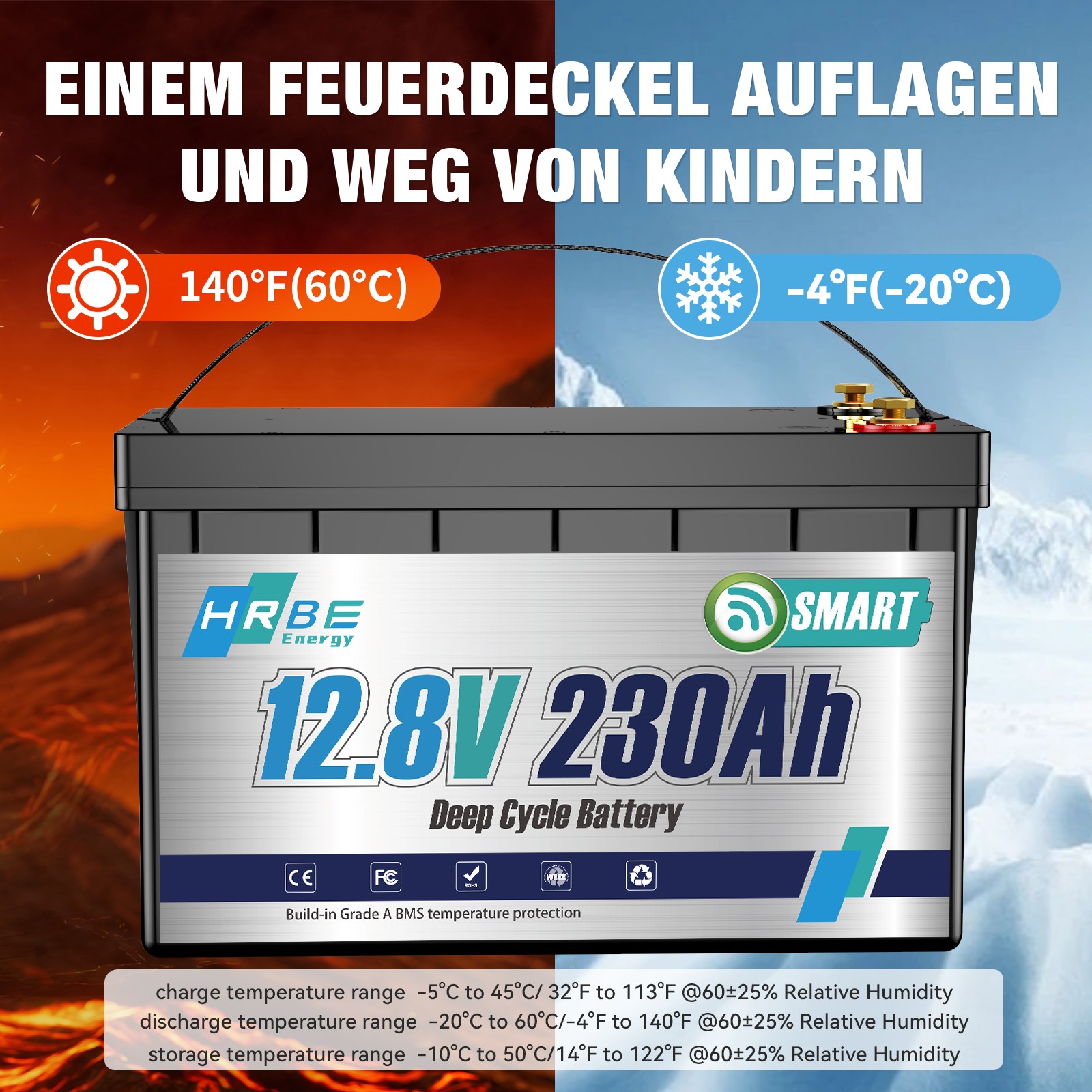 1-4PCS 12V 230Ah Bluetooth Low Temp LiFePO4 Lithium Battery 200A BMS RV Marine