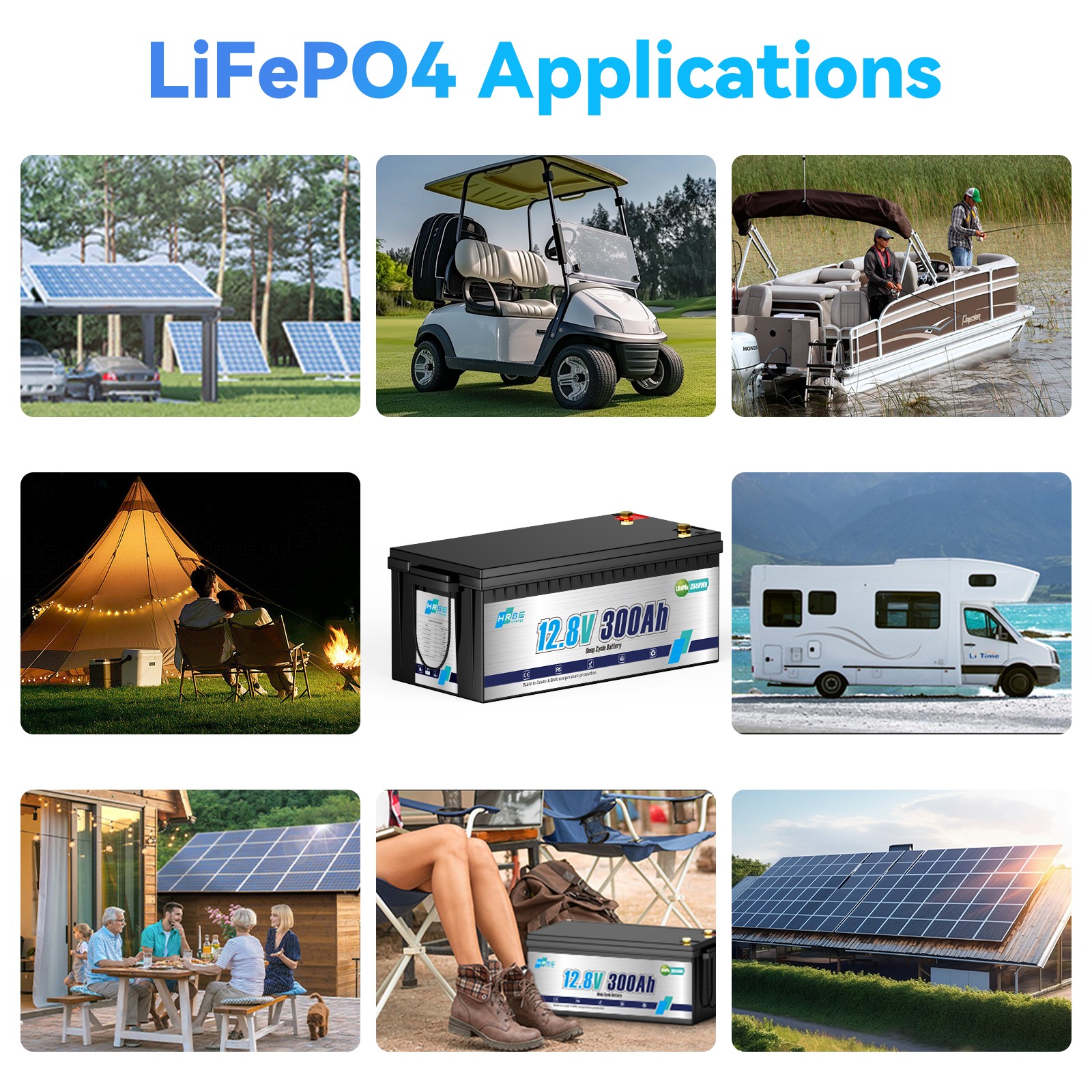 12V 300Ah LiFePO4 Lithium Battery 3840Wh 200A BMS F/ RV Marine Solar-refurbished