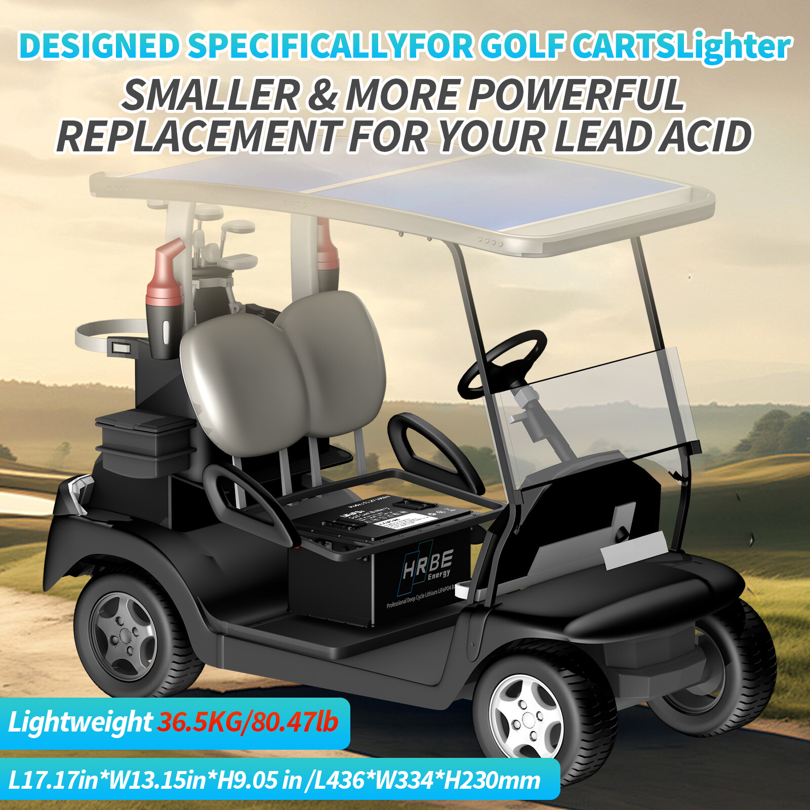 36V 100Ah Golf Cart LiFePO4 Lithium Battery 15000 DeepCycle 200A BMS Club Car