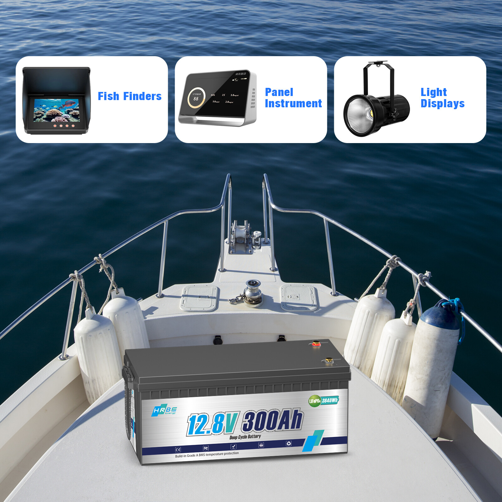 12V 24V 100Ah 140Ah 300Ah Lithium Battery LiFePO4 for RV Trolling Motor LOT
