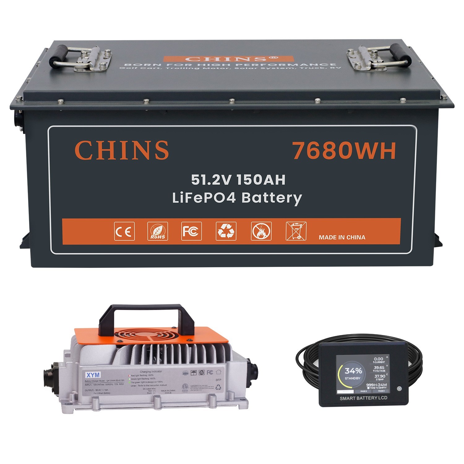 CHINS LiFePO4 Battery 12V 20AH 50AH 100AH Deep Cycle Lithium Battery Gff-Grid