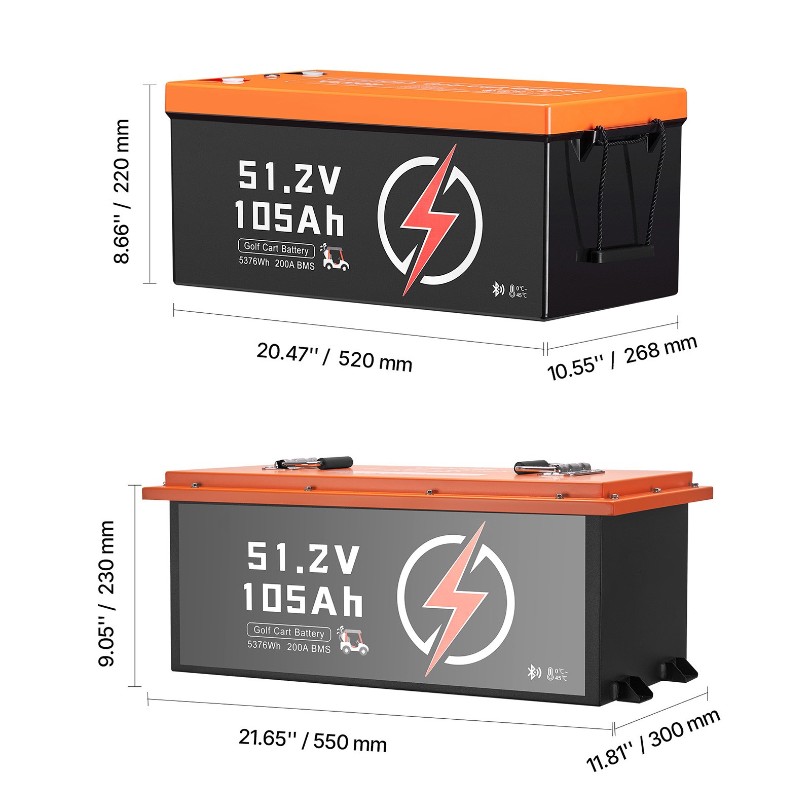 Uimoso 36/48V 105Ah Lithium Battery for Golf Cart with 20A Charger & LCD Display