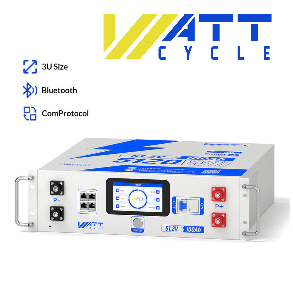 Wattcycle 2Pack 48V 100Ah LiFePO4 Lithium 3U Server Rack Battery + Layer Rack