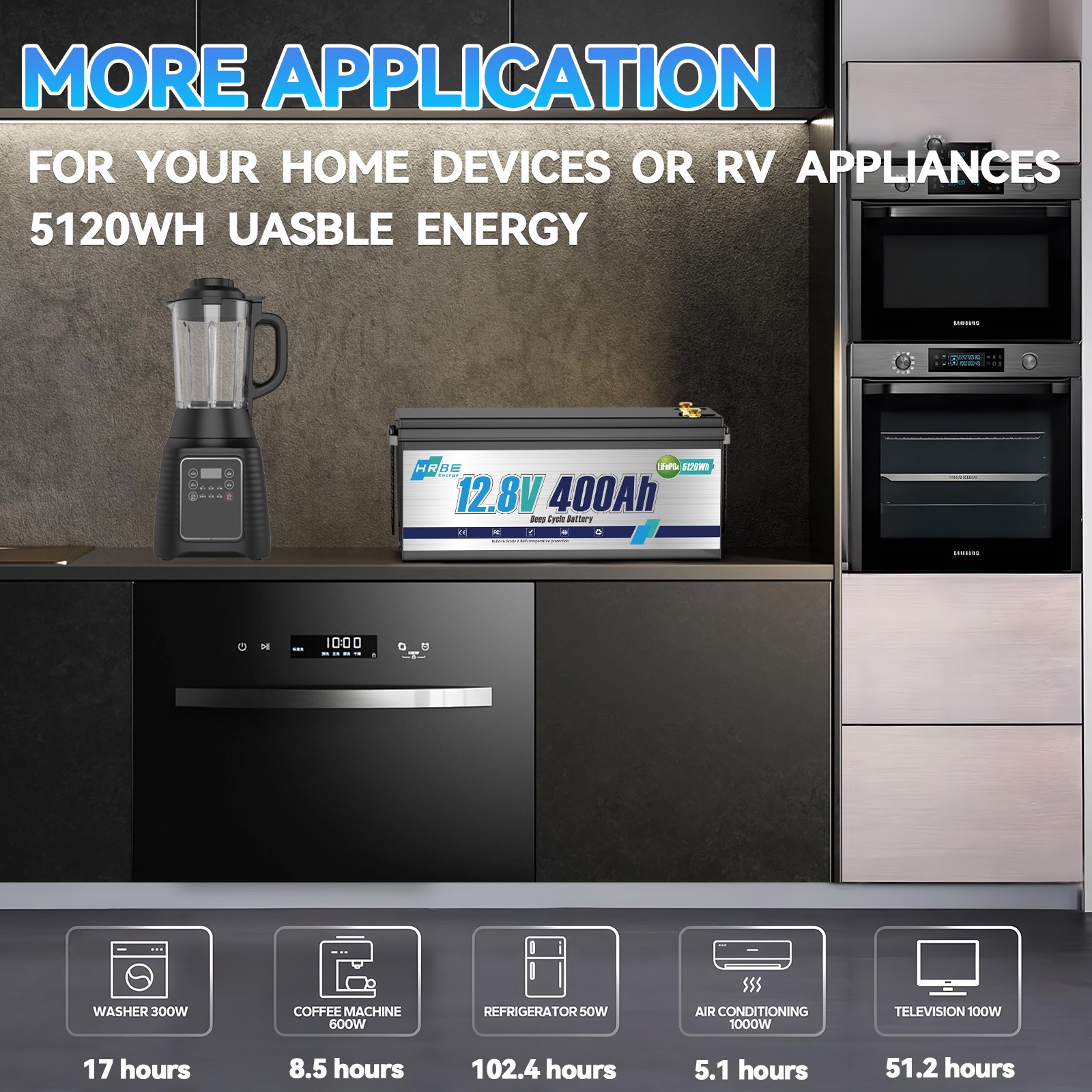 12V 400Ah LiFePO4 Lithium Battery 5120Wh 200A BMS RV Boat Off-grid-refurbished