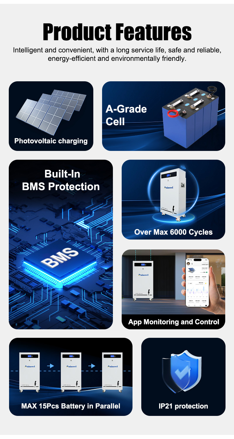 48V 314Ah Lithium Battery 16kWh + 11kWh 48V Solar Hybrid Inverter MPPT Off-Grid